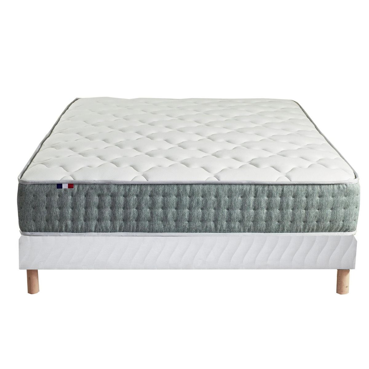 IDLITERIE Ensemble + matelas Ressort 7 zones Face Hiver/Eté différente HYGGE Fabriqué en France