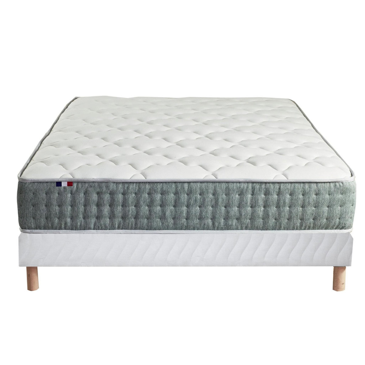IDLITERIE Ensemble + matelas Ressort 7 zones Face Hiver/Eté différente HYGGE Fabriqué en France