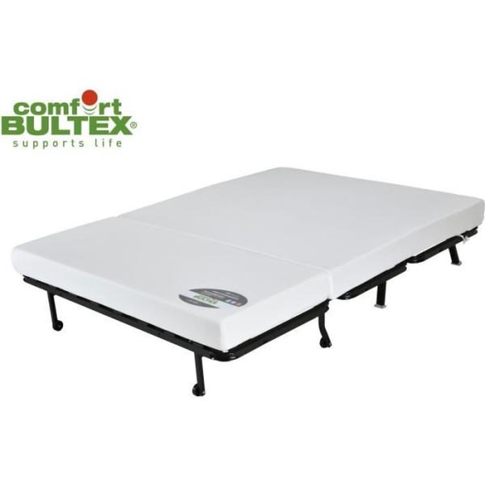 Voir la diapositive 5 : MARKET24 Banquette BZ 2 places BECCI - Tissu bleu de prusse - Matelas Bultex - L142 x P101 x H95cm - Fabrication française