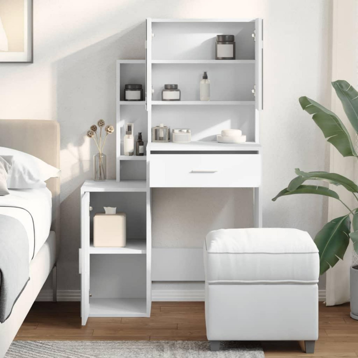 VIDAXL Coiffeuse avec armoire blanc 80x35x132 cm