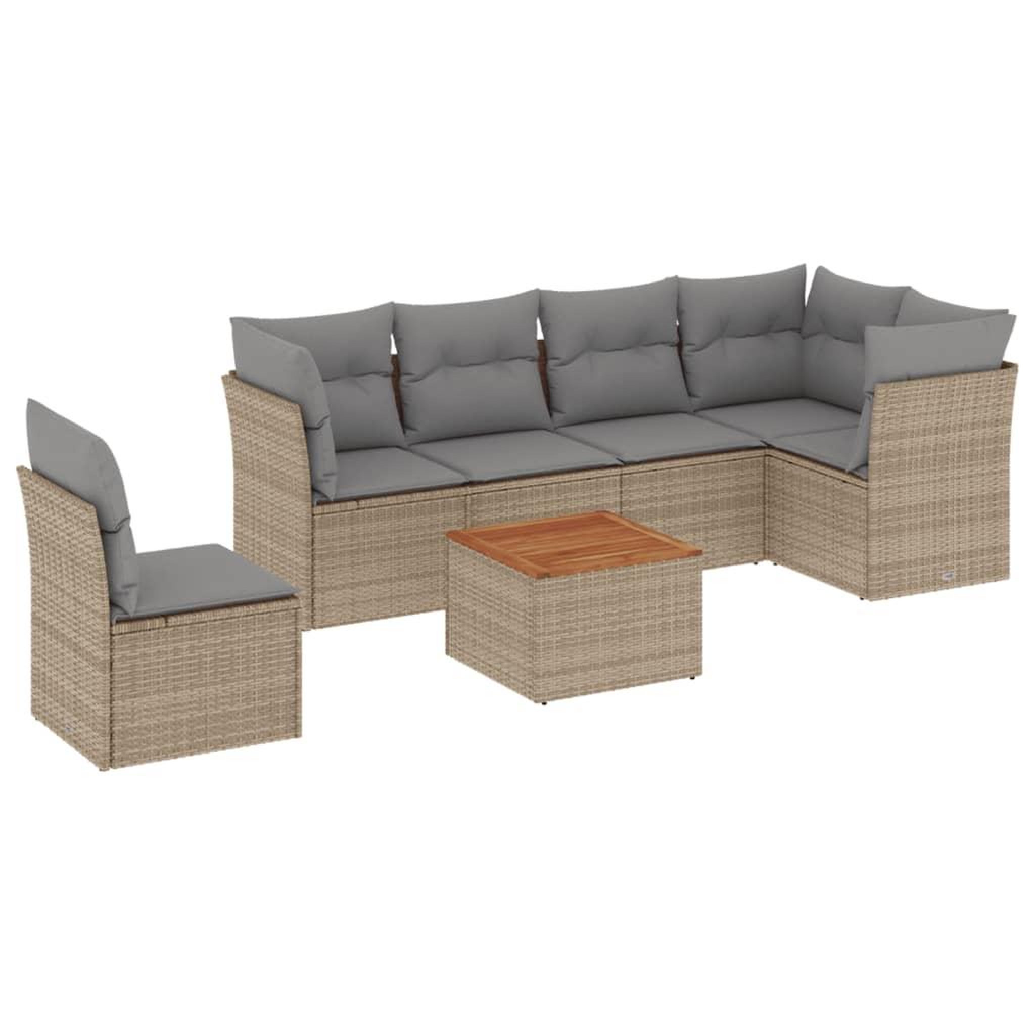 Voir la diapositive 2 : VIDAXL Salon de jardin avec coussins 7pcs melange beige resine tressee