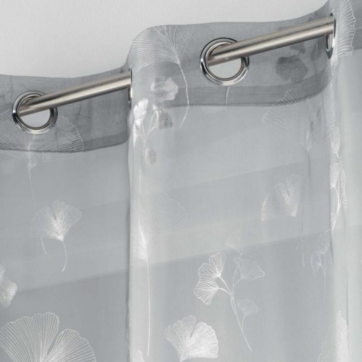 Paris Prix Rideau Voilage à Œillets  Bloomy  140x280cm Gris