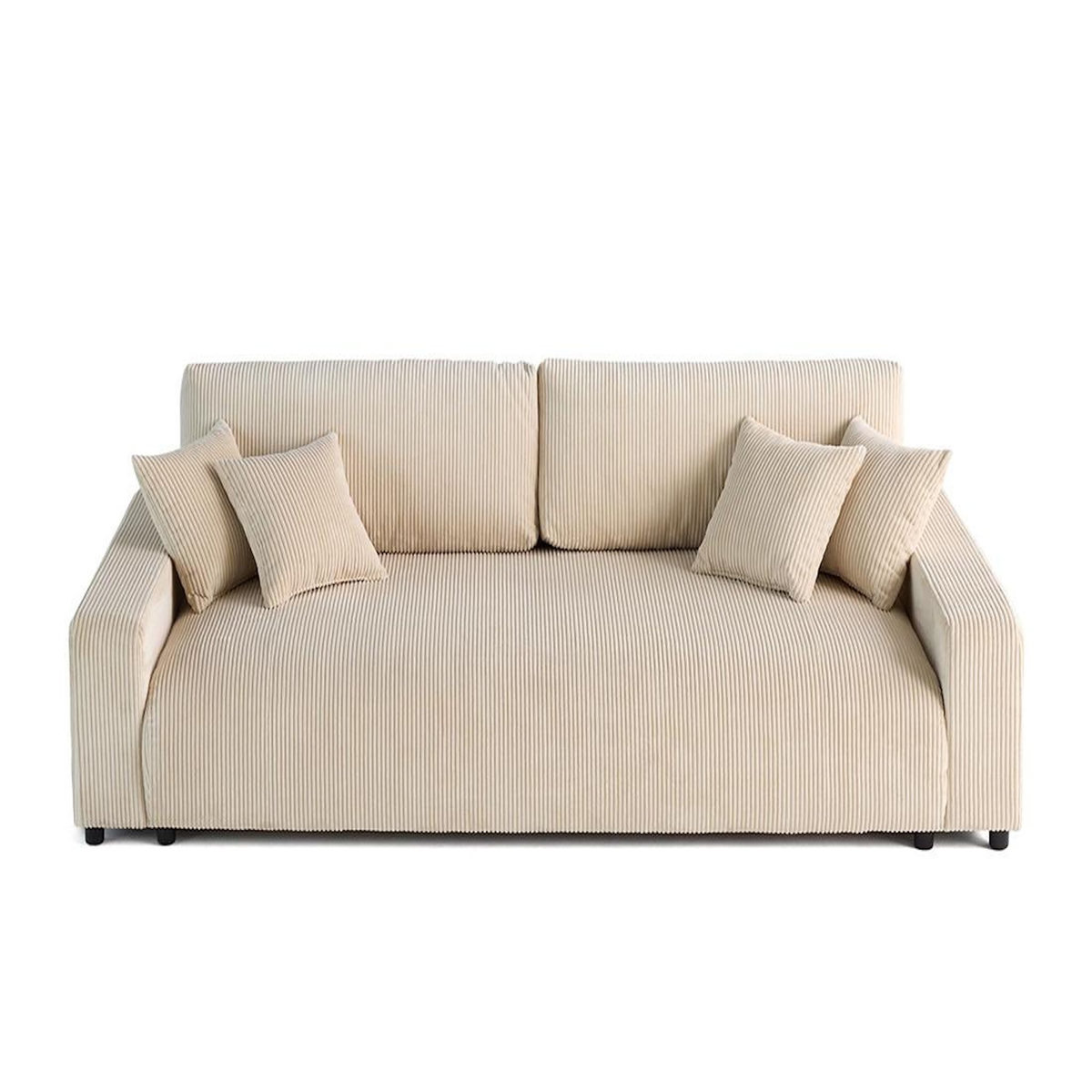 LISA DESIGN Pivoine - canapé droit 3 places - convertible avec coffre - en velours côtelé