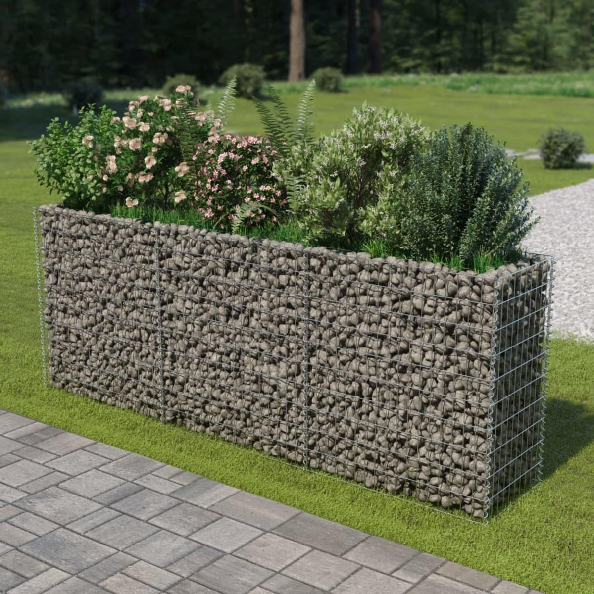 VIDAXL Lit sureleve a gabion Acier galvanise 270x50x100 cm