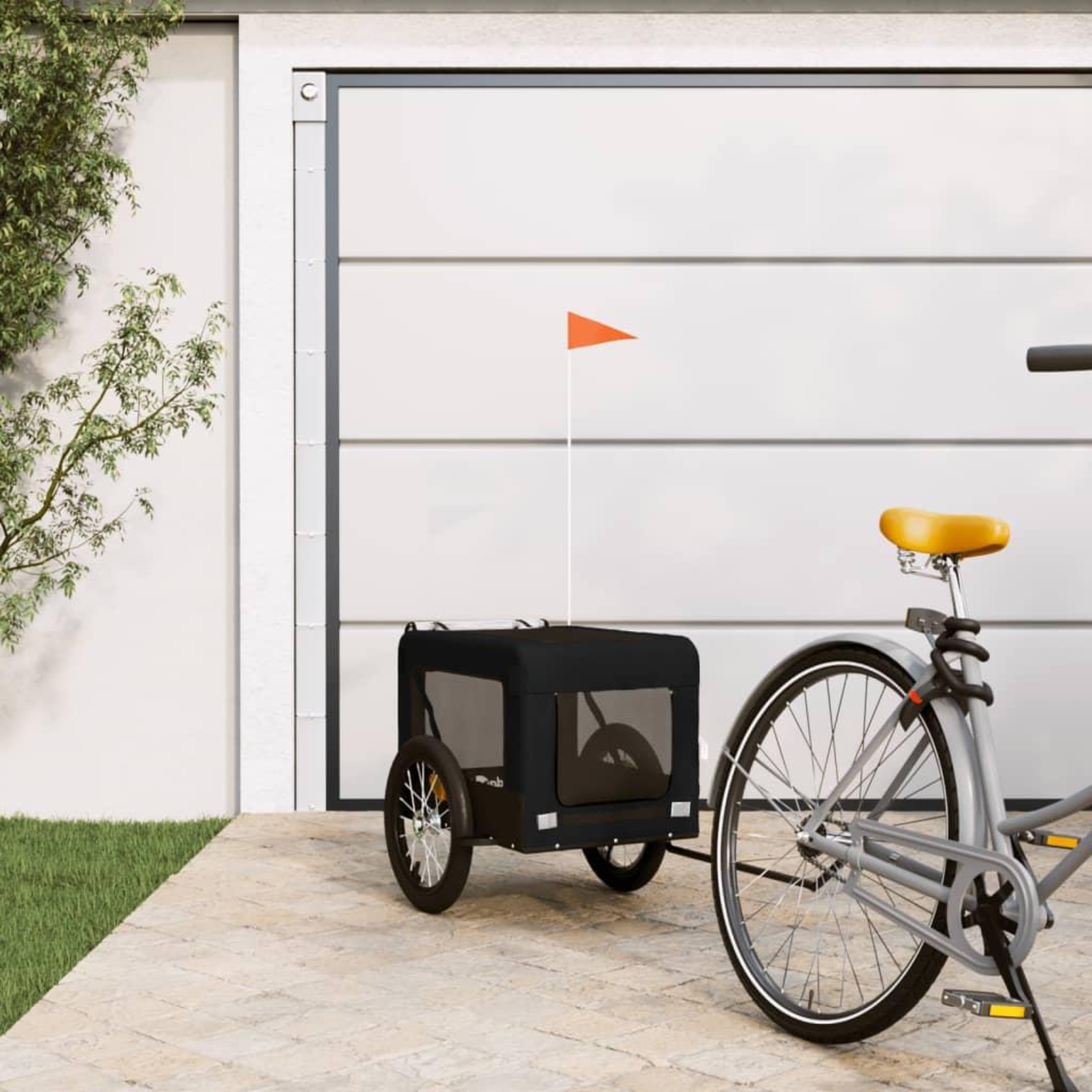 Voir la diapositive 1 : VIDAXL Remorque de velo pour animaux de compagnie noir