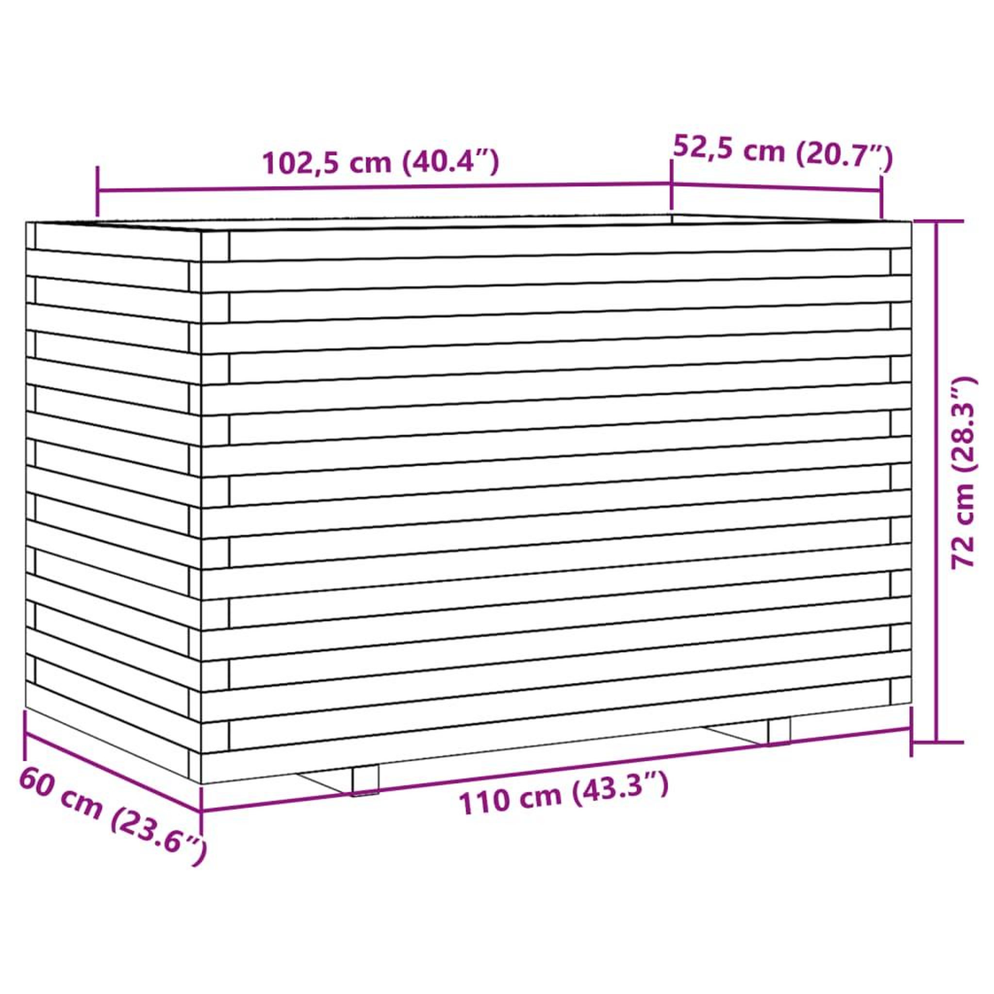 Voir la diapositive 6 : VIDAXL Jardiniere blanc 110x60x72 cm bois de pin massif