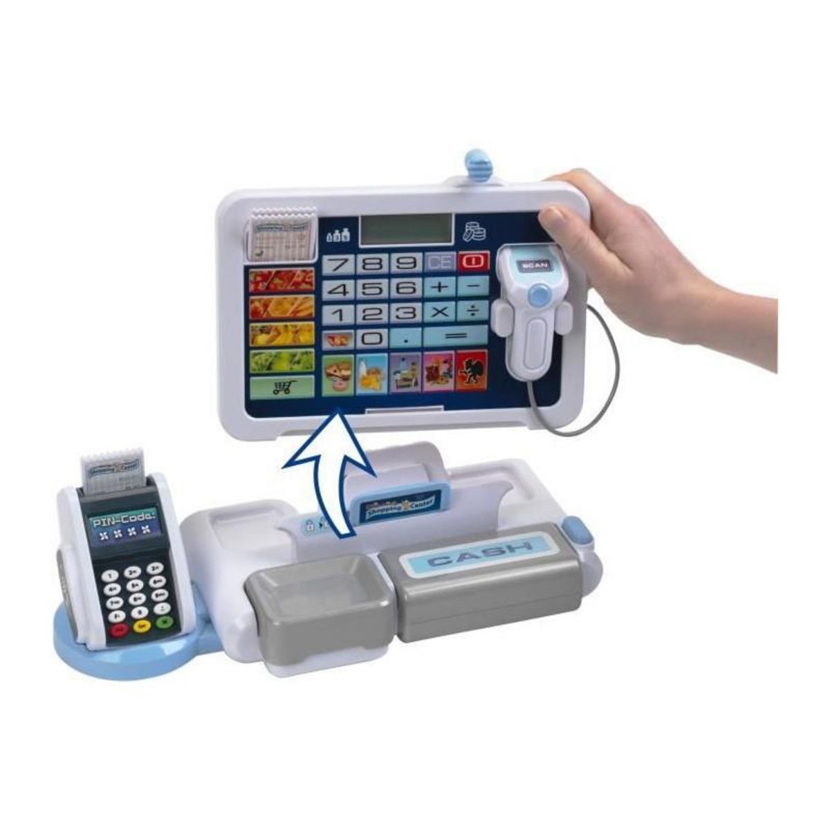 Klein Jouet de caisse enregistreuse - KLEIN - Caisse enregistreuse électronique avec tablette amovible - Diverses fonctions