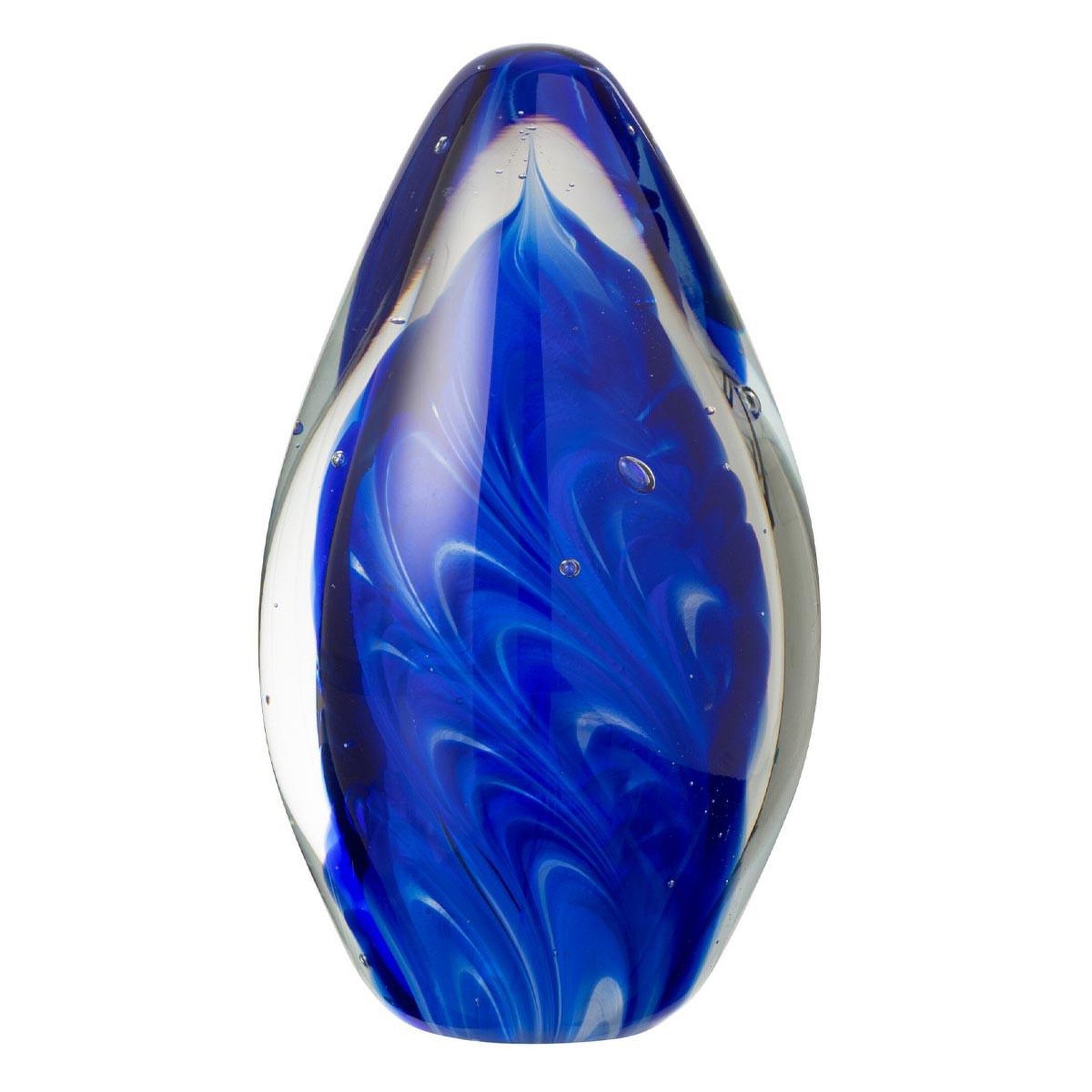 J-LINE Presse-papier ovale en verre  polypus  14cm bleu