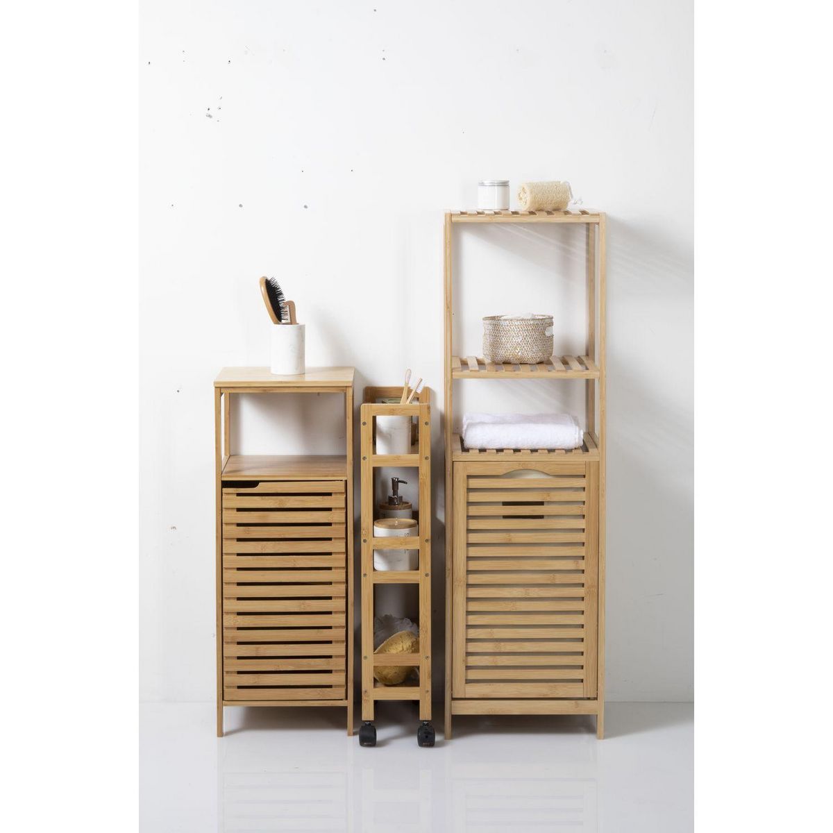 FIVE Desserte de cuisine à roulettes 3 niveaux en bambou - Marron