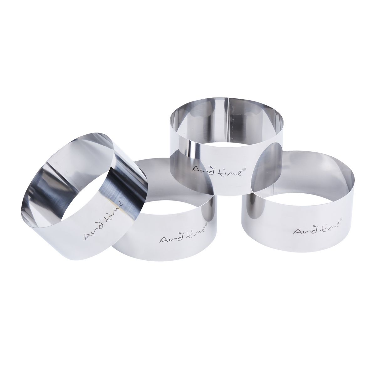ARD TIME Lot de 4 cercles à gâteaux ronds Diam 10,5 cm et Hauteur 6 cm