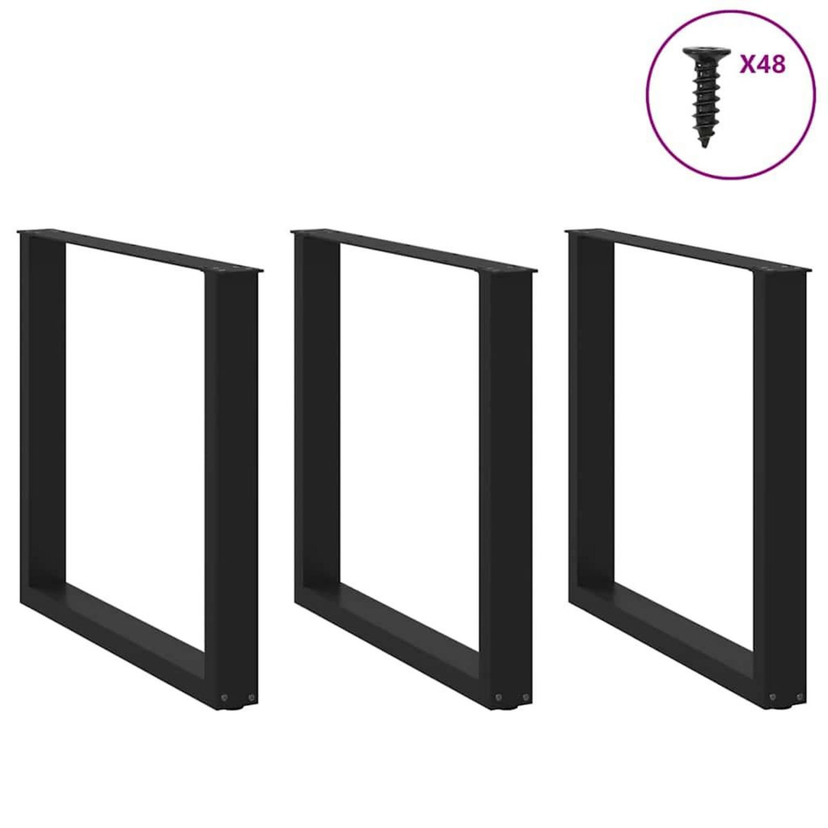 VIDAXL Pieds de table basse forme de U 3 pcs noir 90x(72-73) cm acier