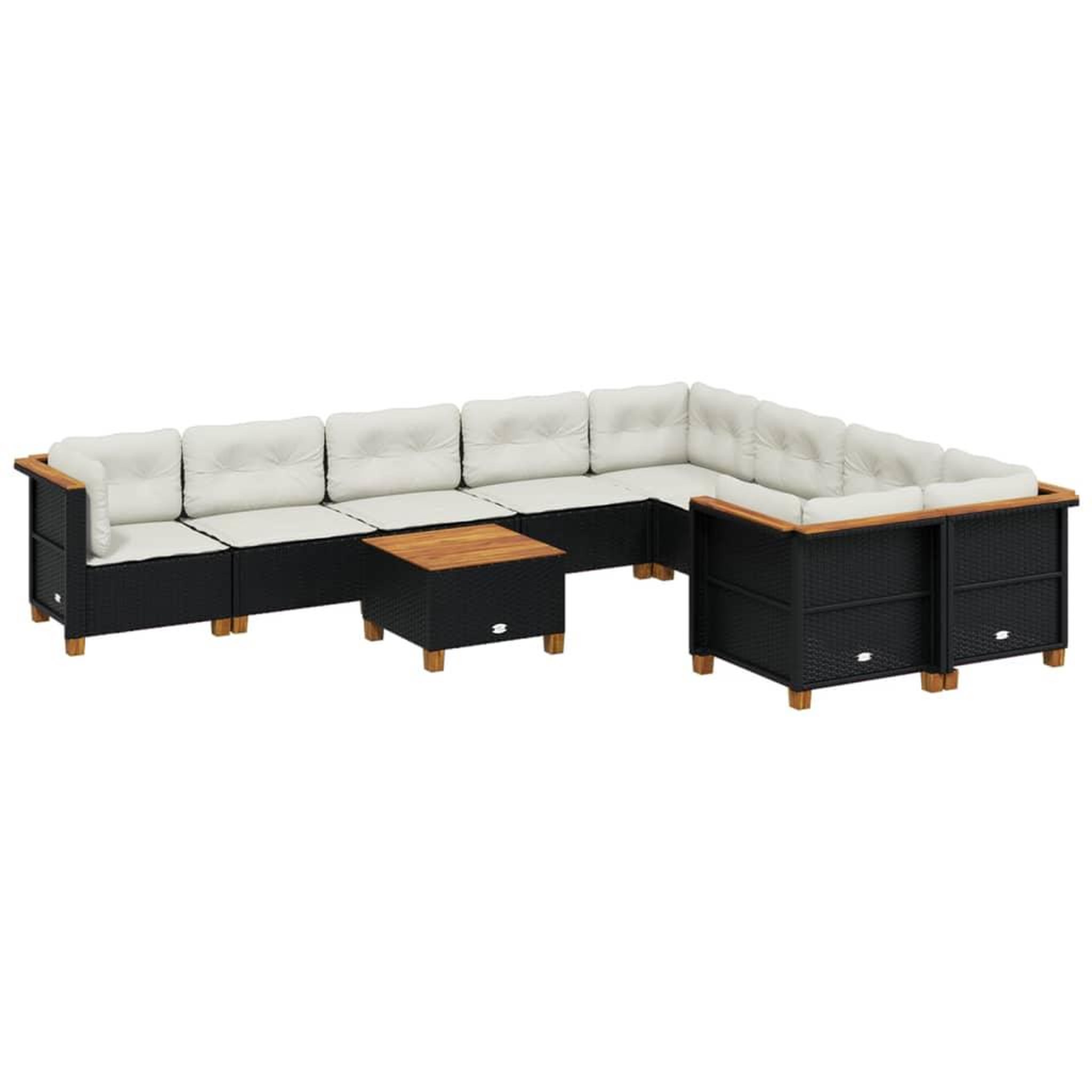 Voir la diapositive 2 : VIDAXL Salon de jardin 10 pcs avec coussins noir resine tressee