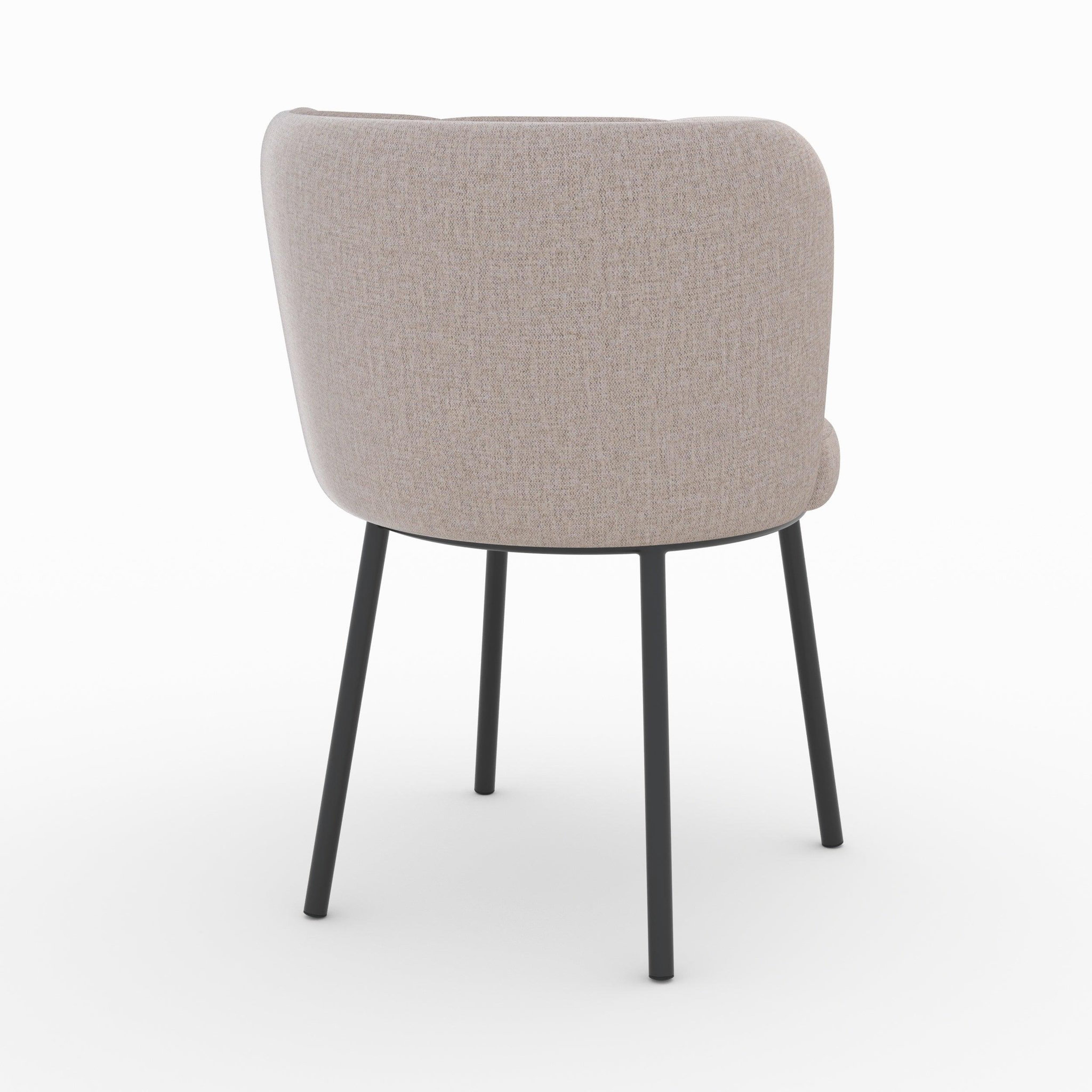 Voir la diapositive 5 : MAISON PAVANE Chaise en tissu beige chiné et pieds noirs-aby