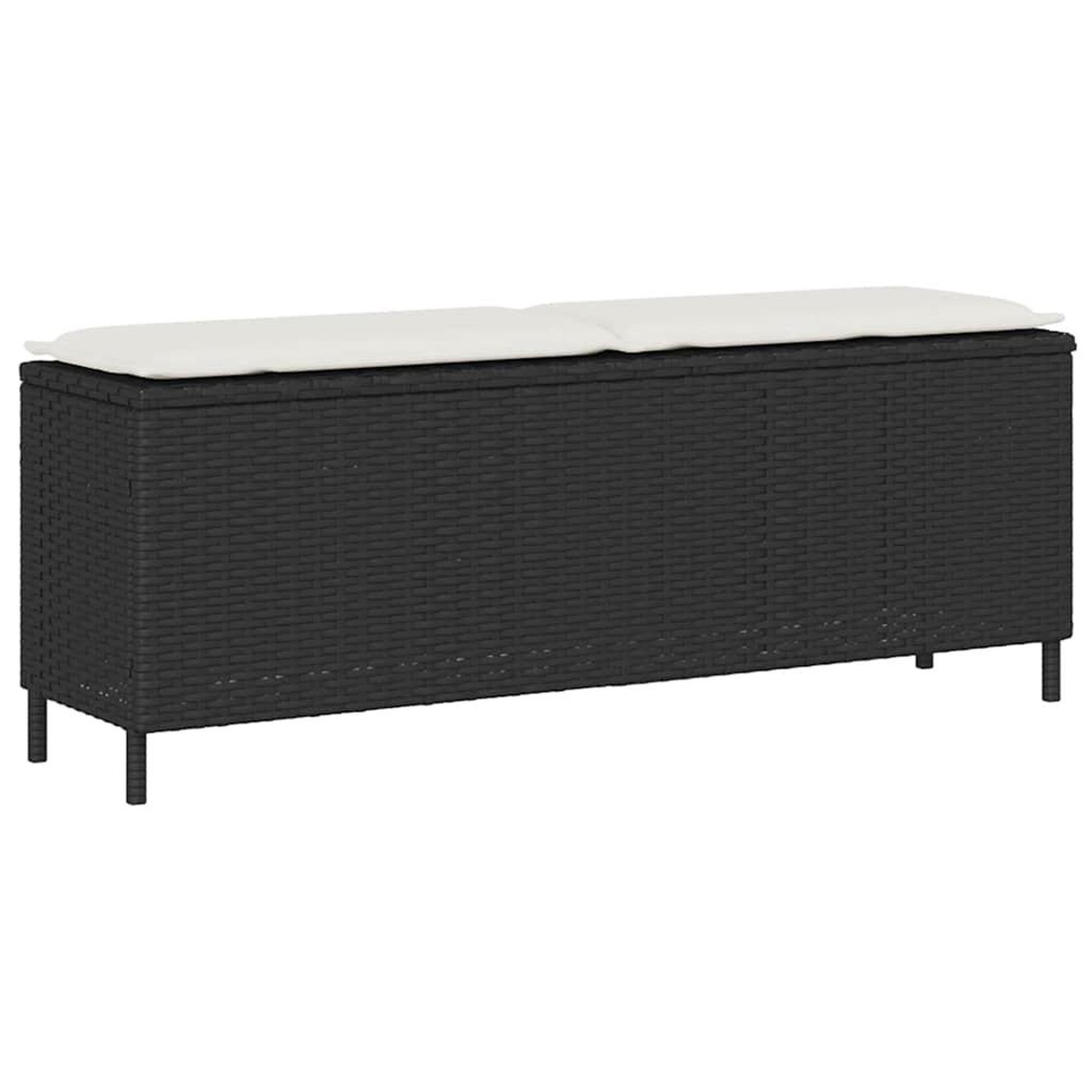 VIDAXL Banc de jardin avec coussin noir 110x30x40,5 cm resine tressee