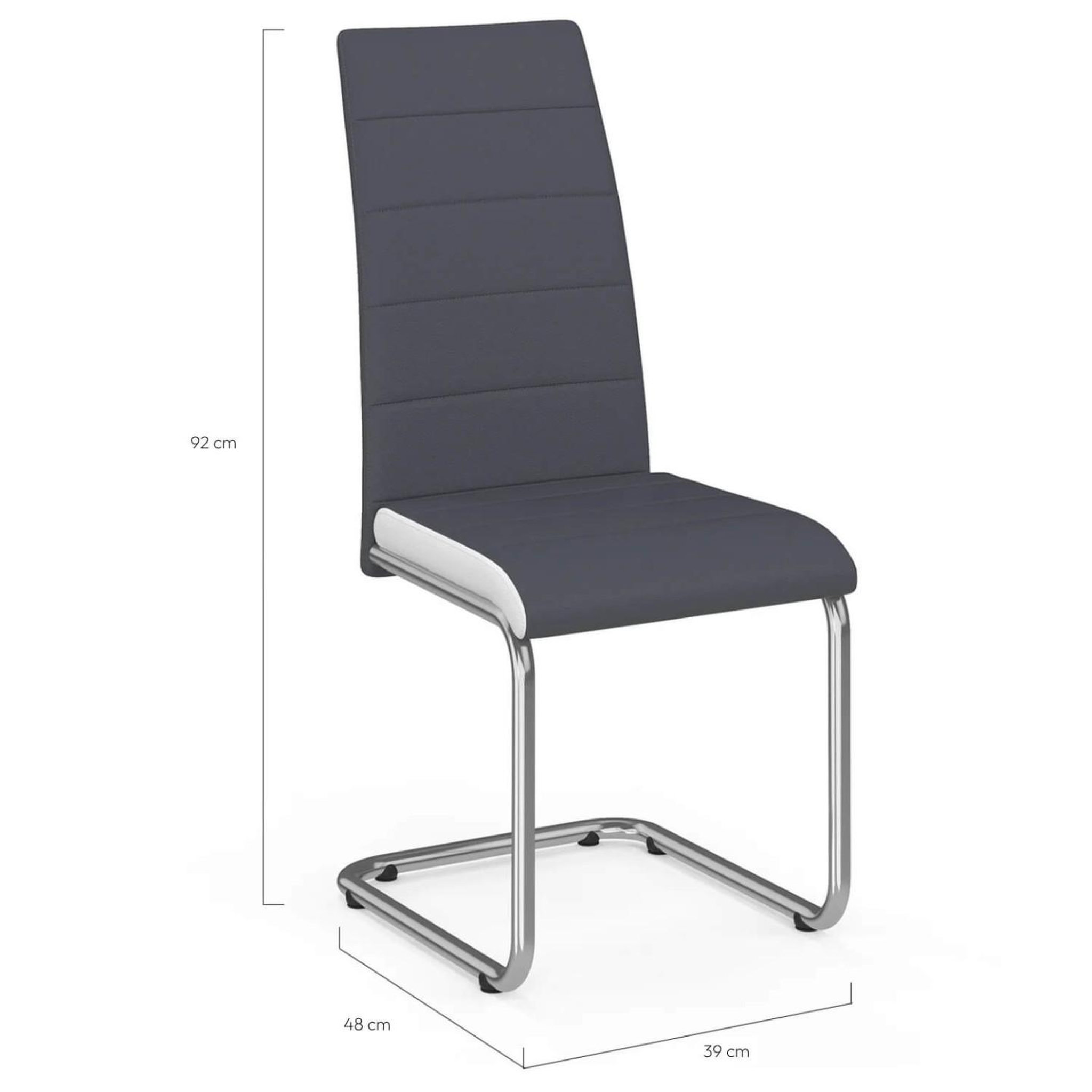 Voir la diapositive 6 : ID MARKET Lot de 4 chaises mia grises liseré blanc pour salle à manger