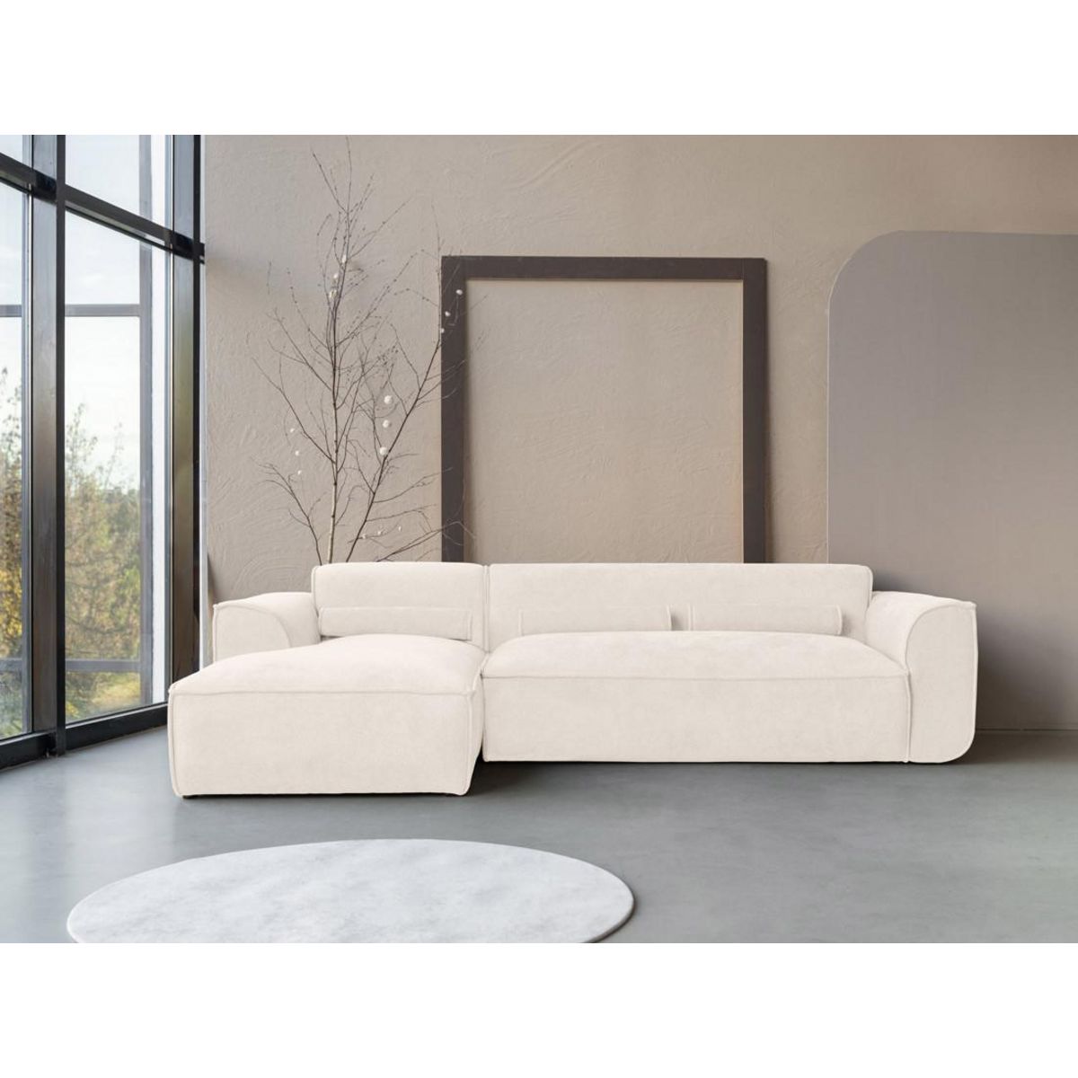 BEST MOBILIER Felix - canapé modulable d'angle gauche 4 places en tissu texturé