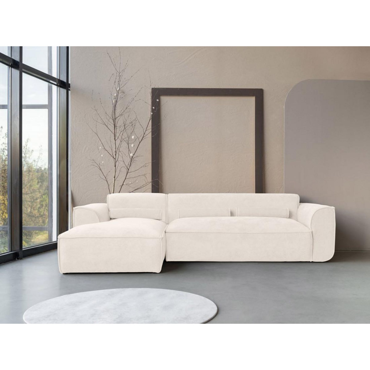 BEST MOBILIER Felix - canapé modulable d'angle gauche 4 places en tissu texturé