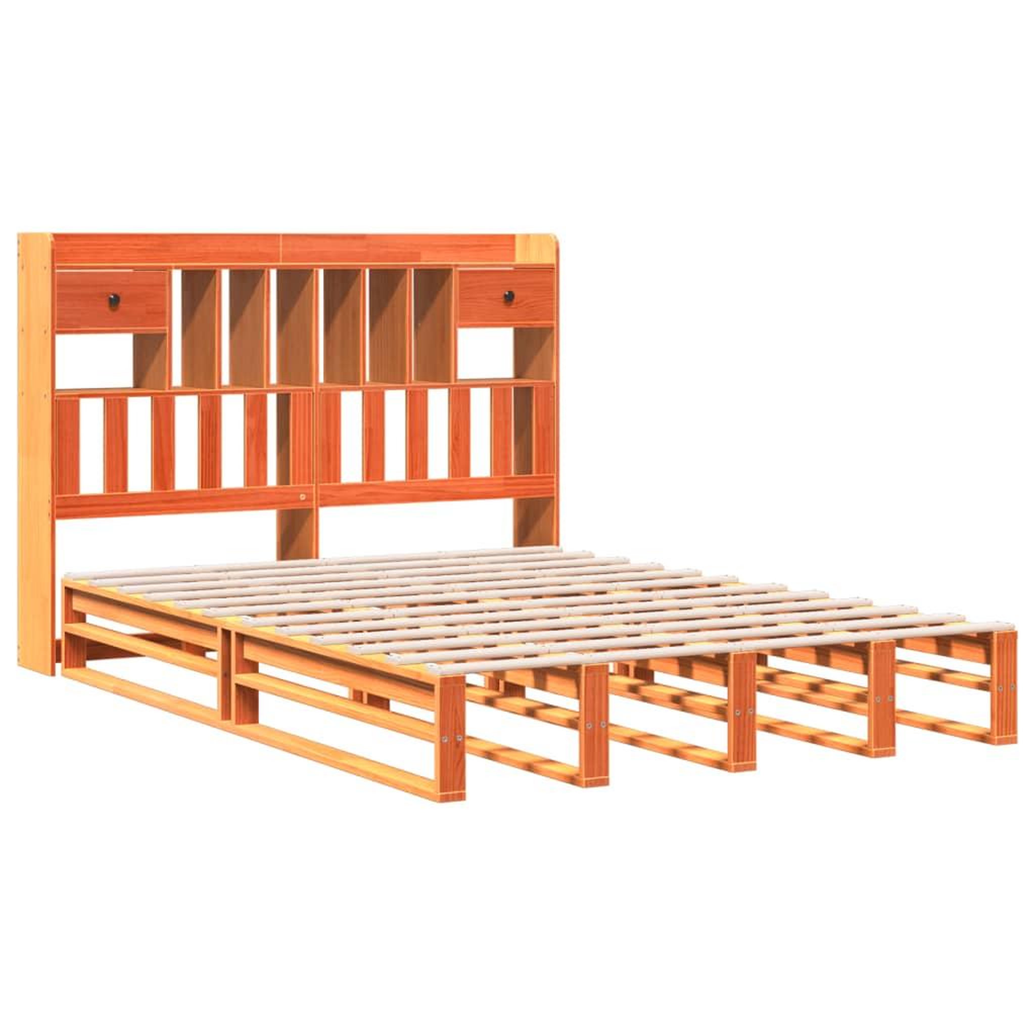 Voir la diapositive 3 : VIDAXL Lit bibliotheque sans matelas cire marron 160x200 cm pin massif