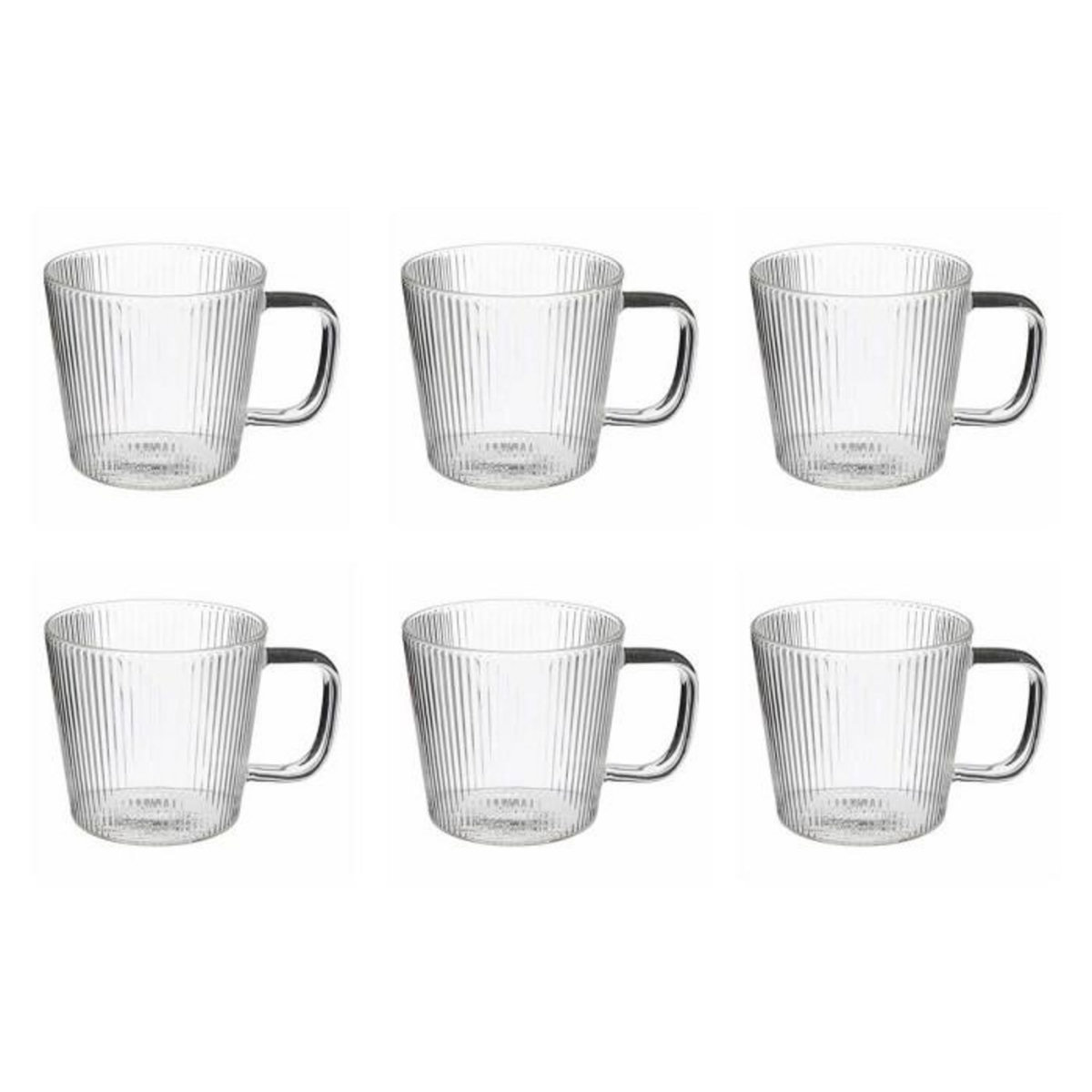 SECRET DE GOURMET Lot de 6 Mugs en Verre  Nala  30cl Transparent