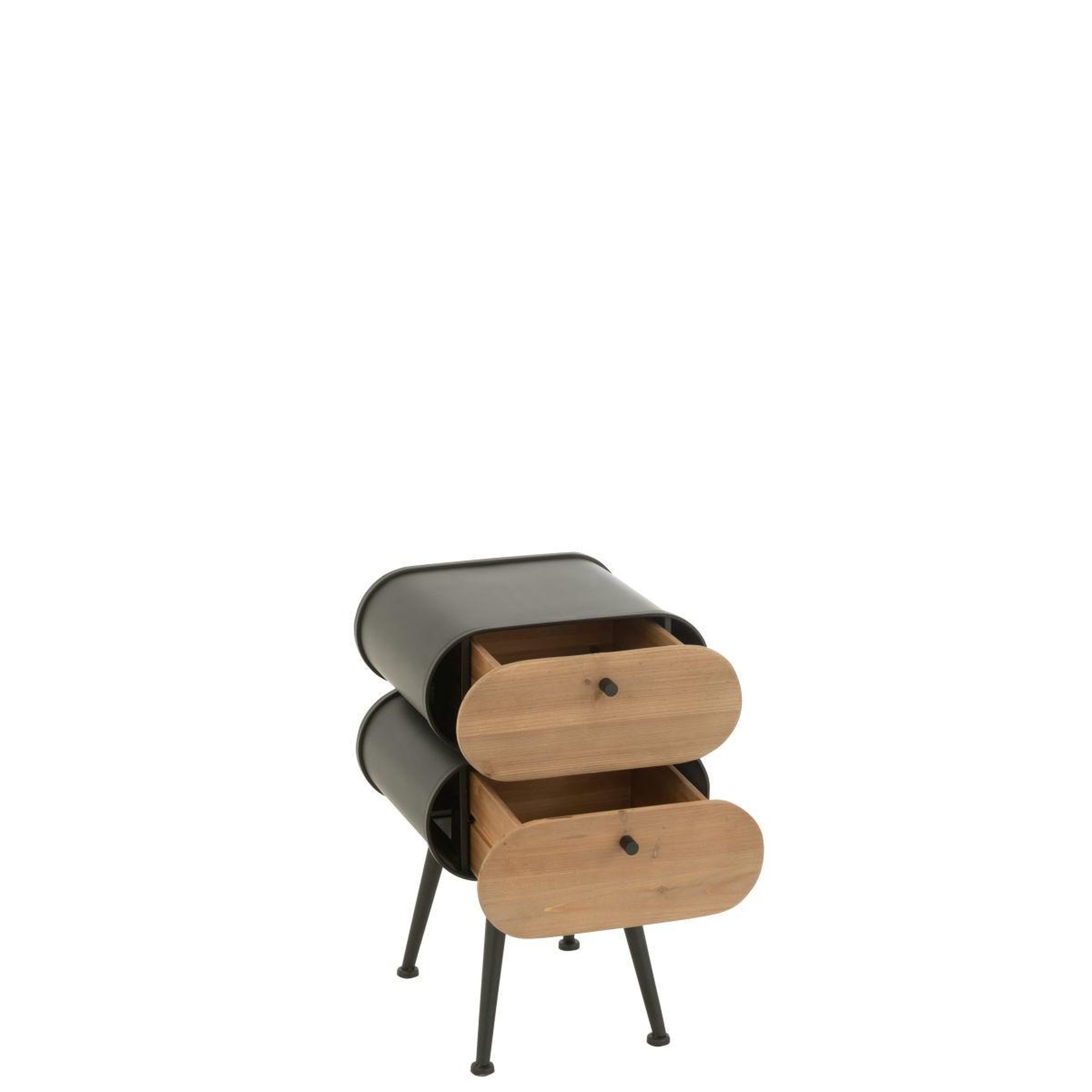 Voir la diapositive 3 : J-LINE Table de chevet 2 tiroirs  courchevel  61cm noir