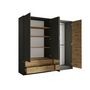 Voir la diapositive 3 : BEST MOBILIER Nicosie - armoire avec miroir - effet bois et gris - 220x203 cm