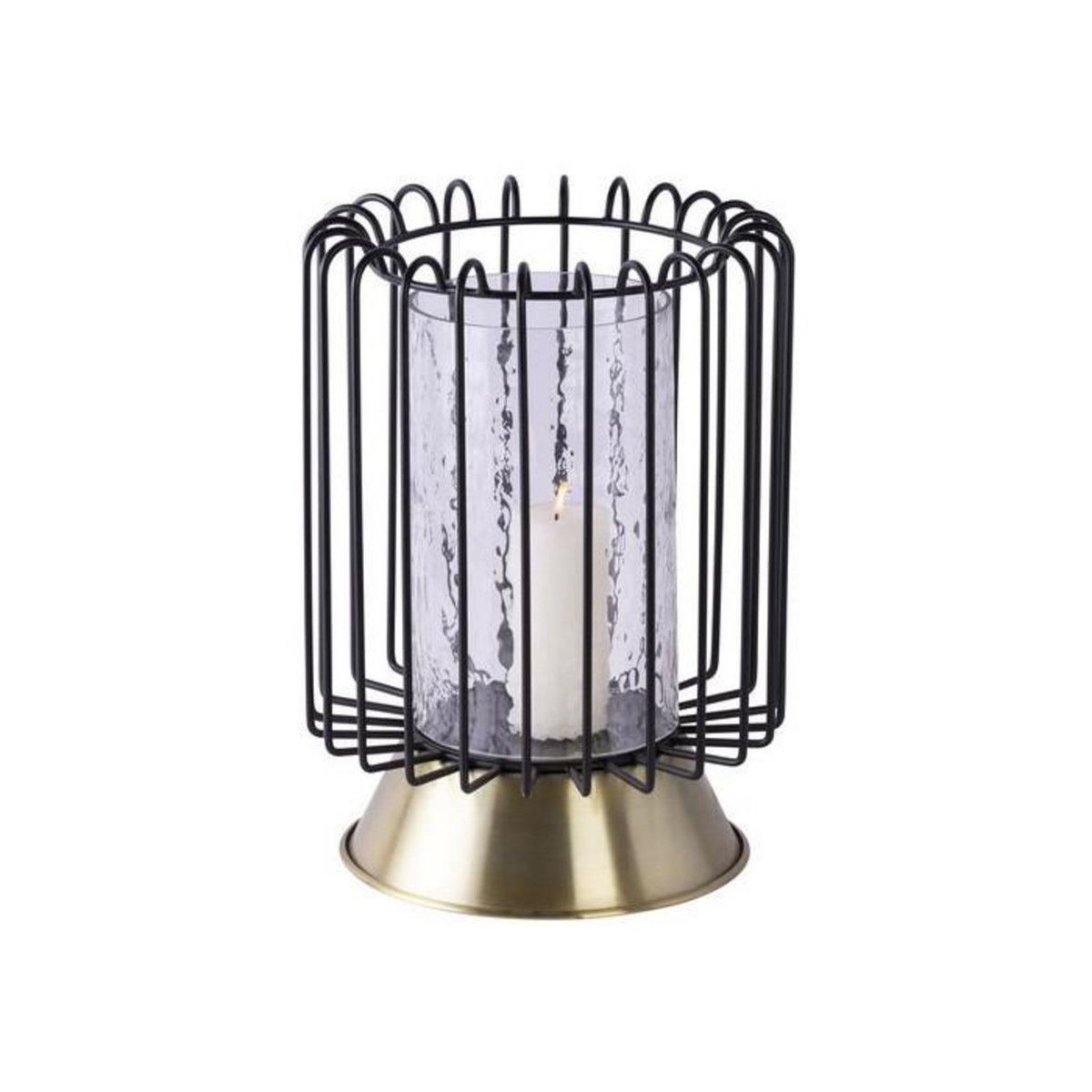 Paris Prix Bougeoir Rond Déco  Malibu  31cm Noir & Or