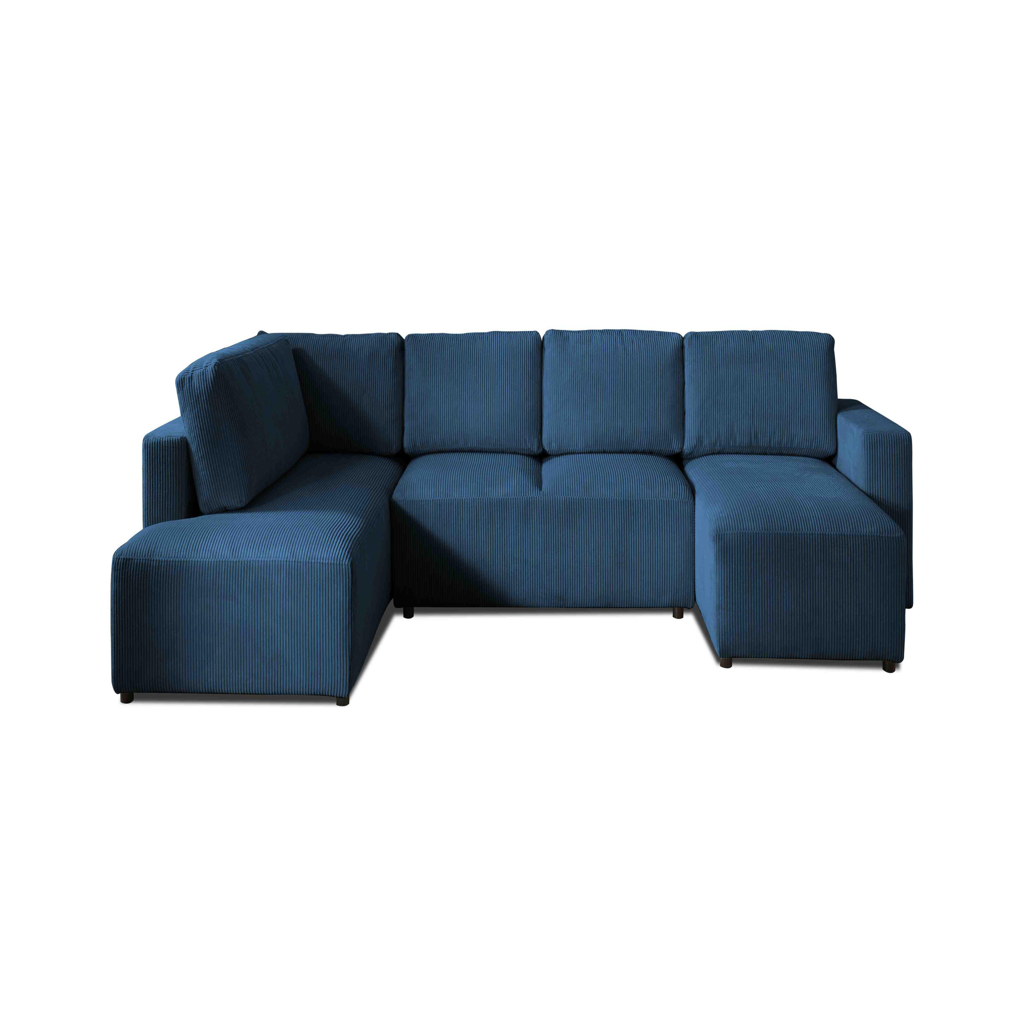 Voir la diapositive 1 : LISA DESIGN Livy - canapé panoramique convertible - avec coffre - en velours côtelé - 7 places - gauche