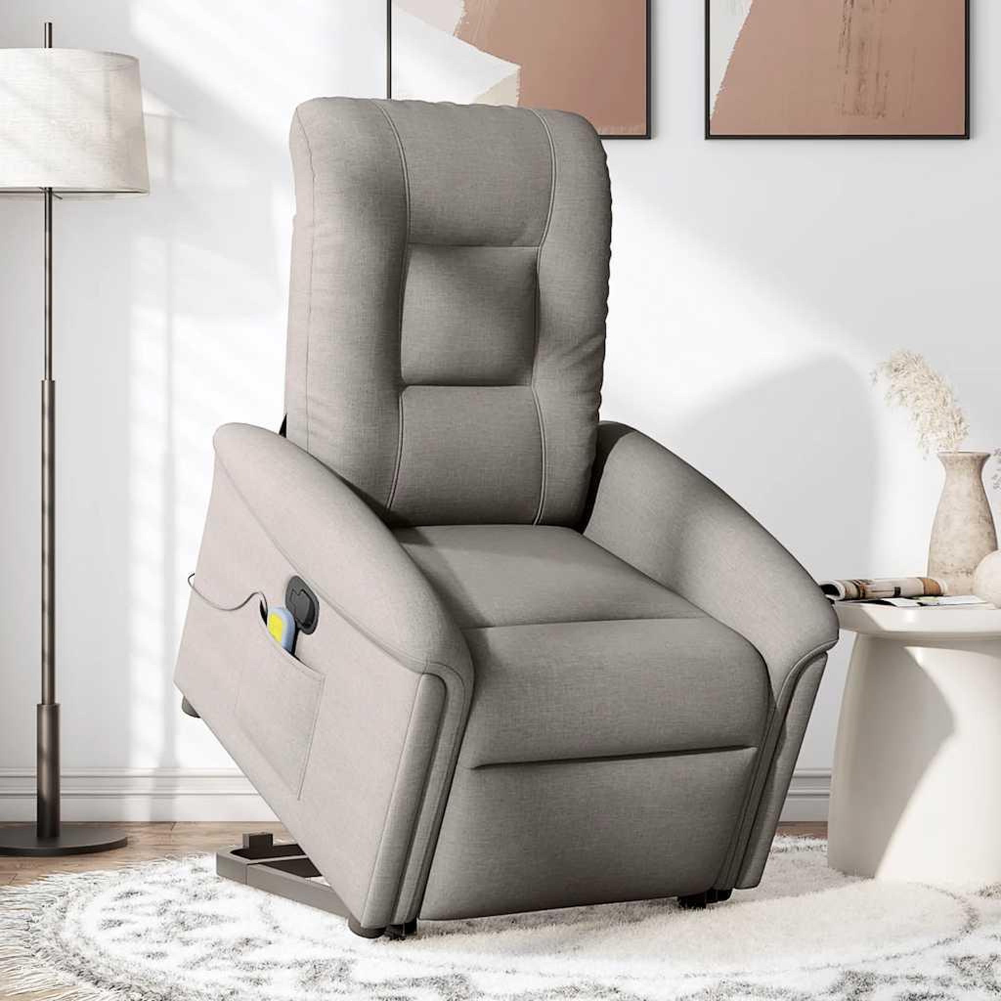Voir la diapositive 3 : VIDAXL Fauteuil inclinable de massage Taupe Tissu