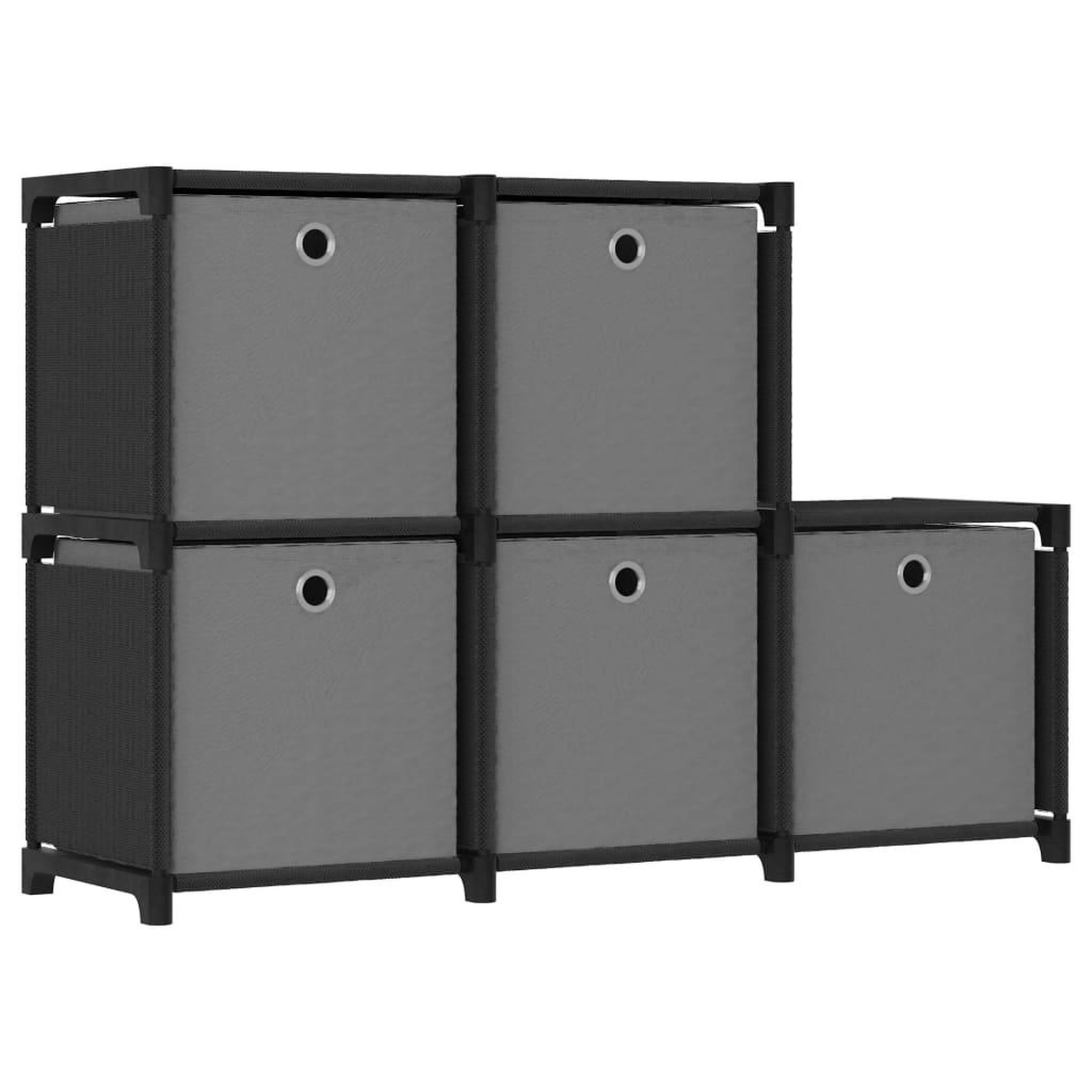 Voir la diapositive 1 : VIDAXL Etagere d'affichage 5 cubes et boîtes Noir 103x30x72,5 cm Tissu