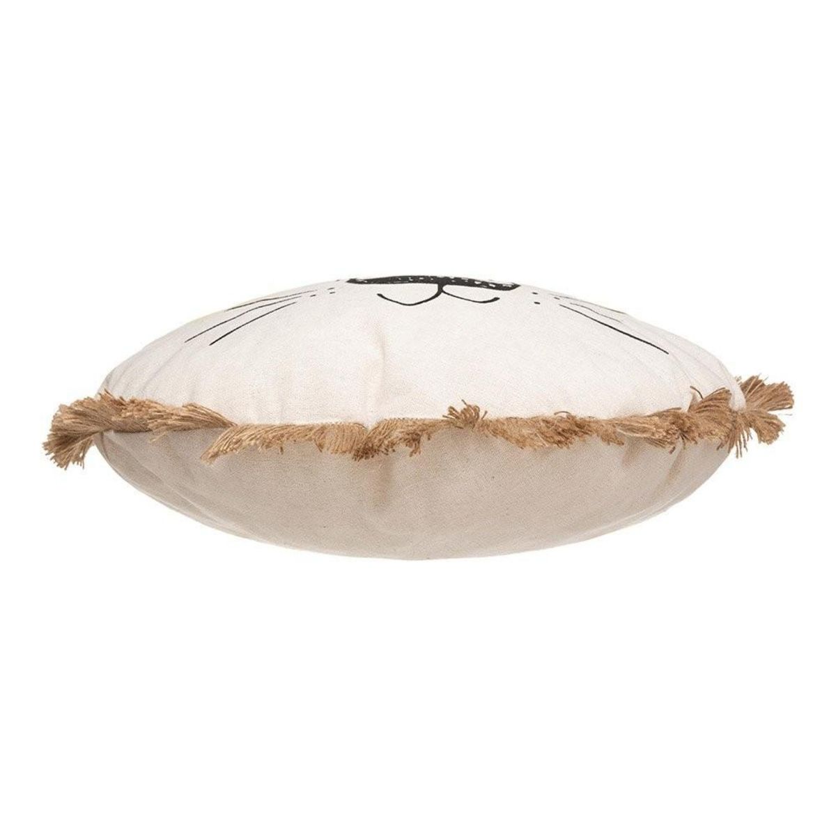 ATMOSPHERA Coussin rond lion franges 38 cm