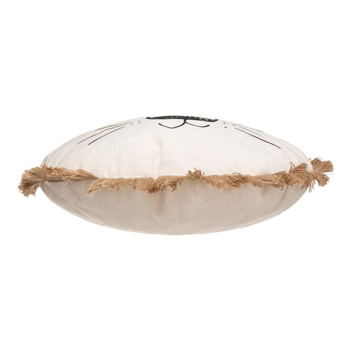 ATMOSPHERA Coussin rond lion franges 38 cm