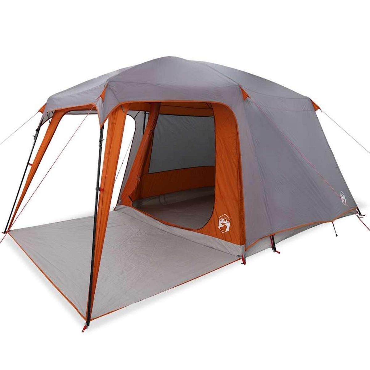 VIDAXL Tente de camping avec dome porche 5 personnes gris et orange