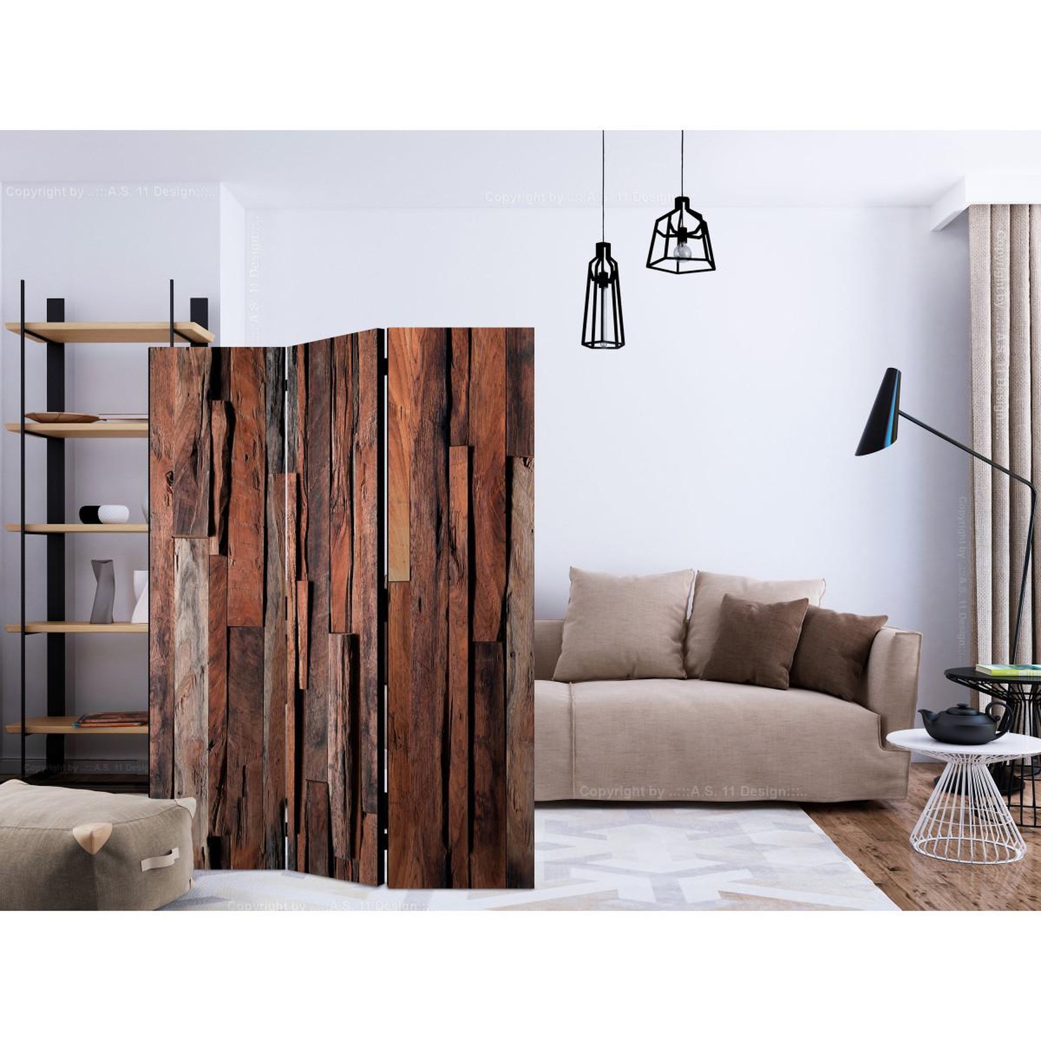 Voir la diapositive 2 : Paris Prix Paravent 3 volets  honey boards  135x172cm