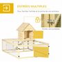 Voir la diapositive 5 : PAWHUT Clapier enclos cage à lapin 2 niveaux dim. 151L x 106l x 97H cm - aire de jeu, rampe, portes verouillables - bois sapin