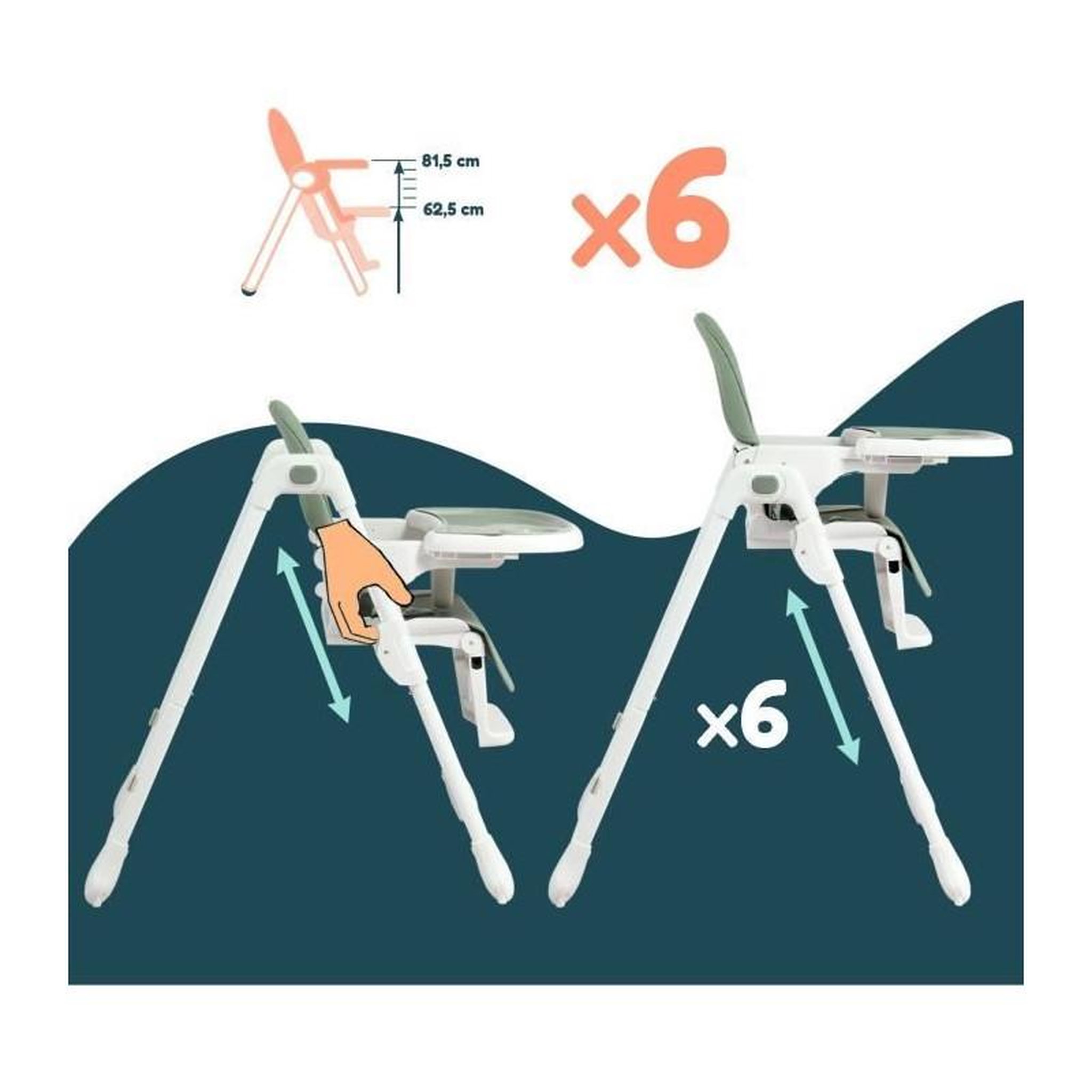 Voir la diapositive 5 : LOOPING Chaise haute - LOOPING - CH100VT - Multipositions