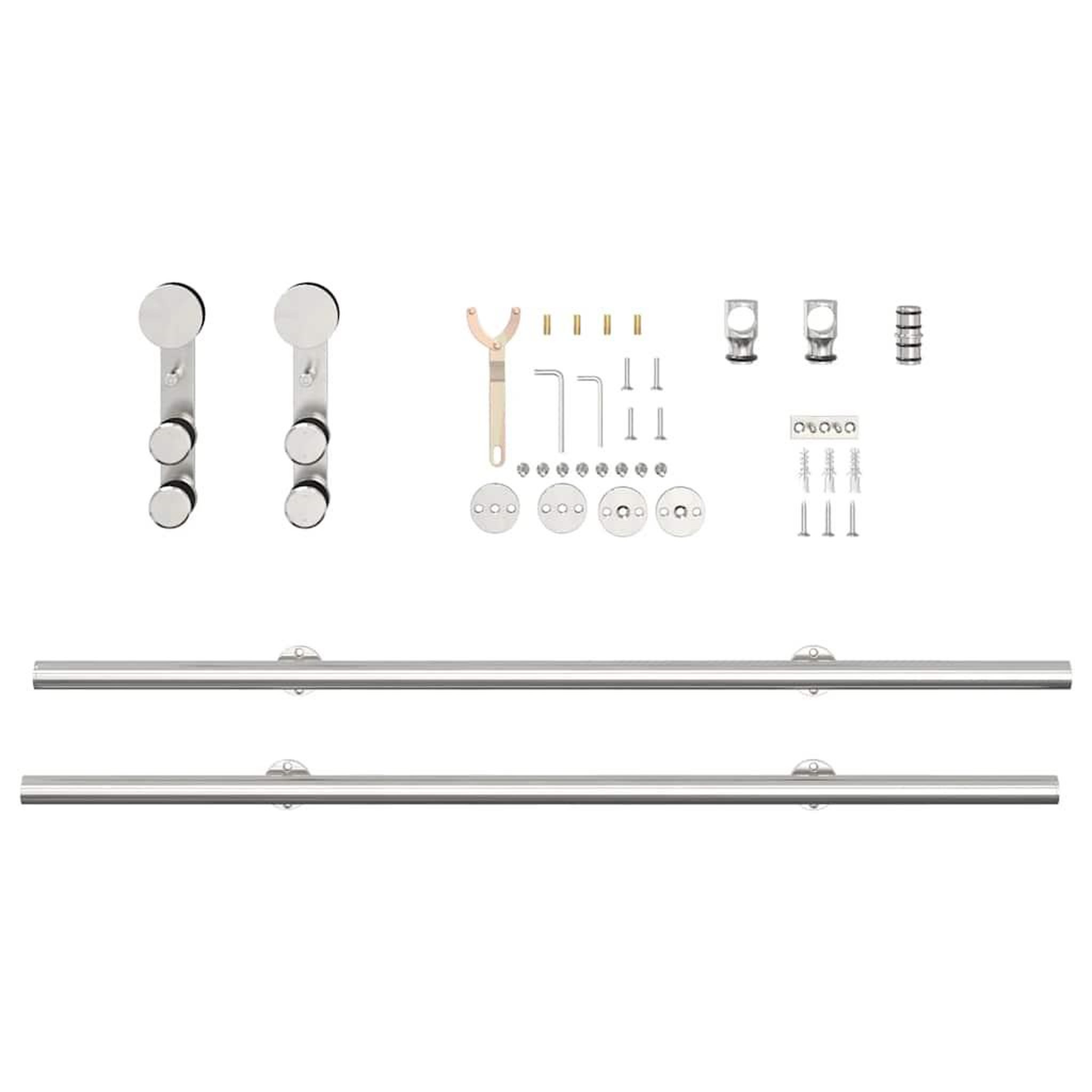 Voir la diapositive 4 : VIDAXL Kit fixation porte coulissante 200 cm Acier inoxydable Argente