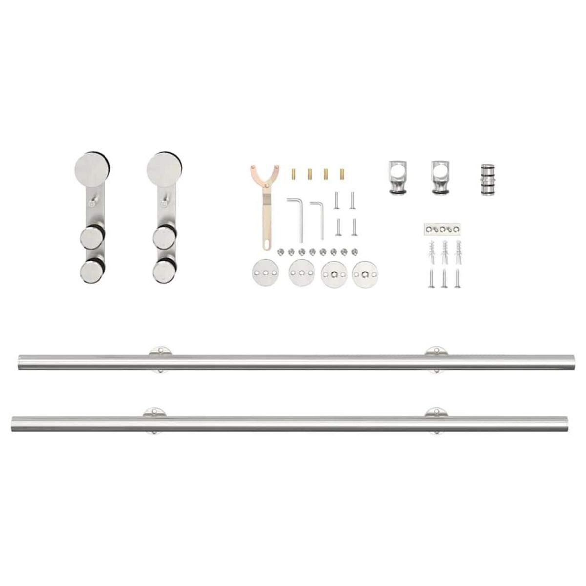 VIDAXL Kit fixation porte coulissante 200 cm Acier inoxydable Argente