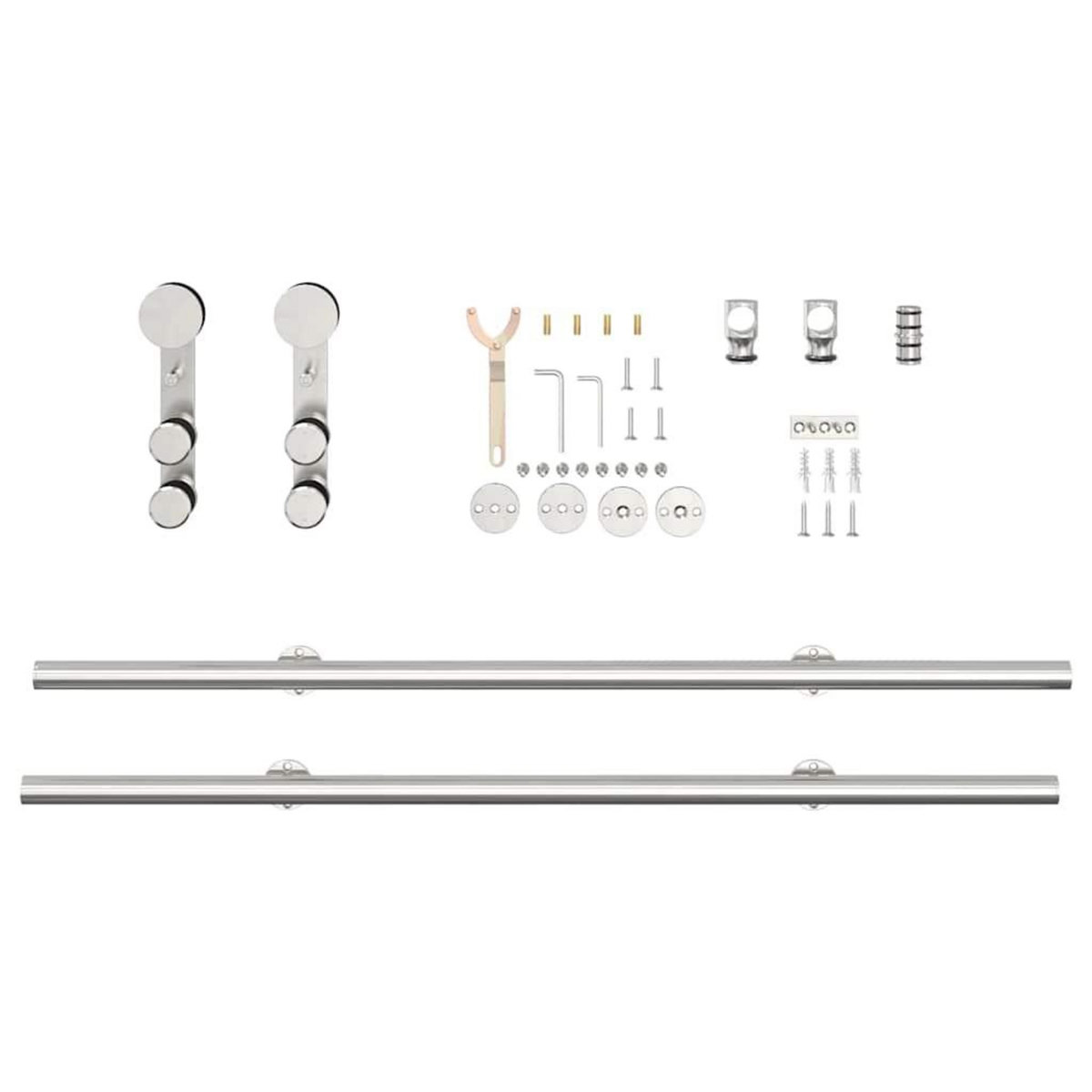 VIDAXL Kit fixation porte coulissante 200 cm Acier inoxydable Argente