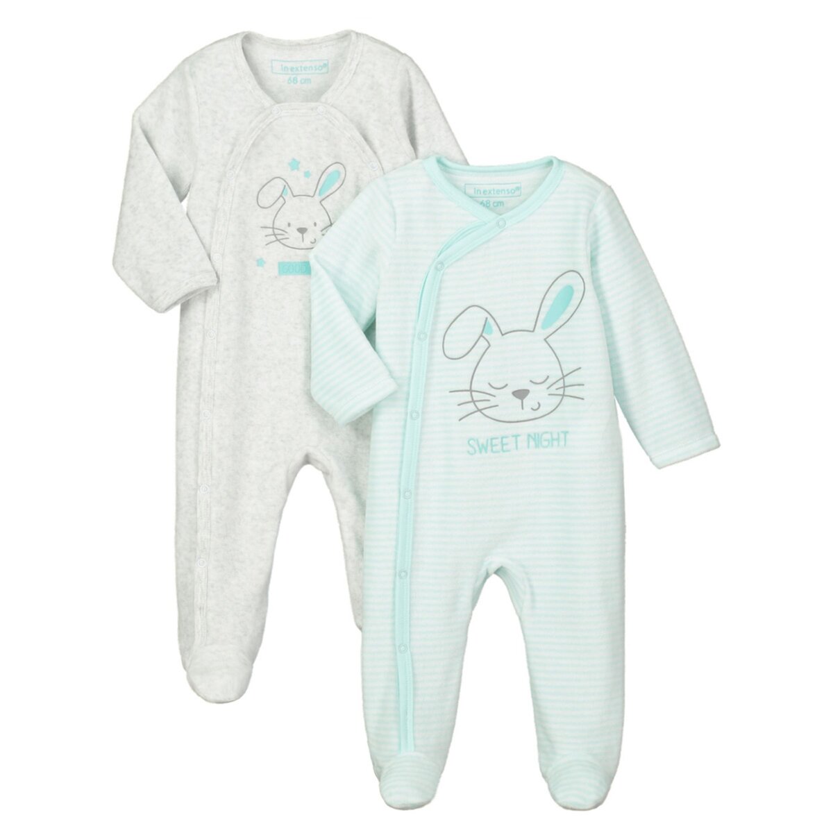 IN EXTENSO Lot de 2 pyjamas velours imprimé lapin bébé fille