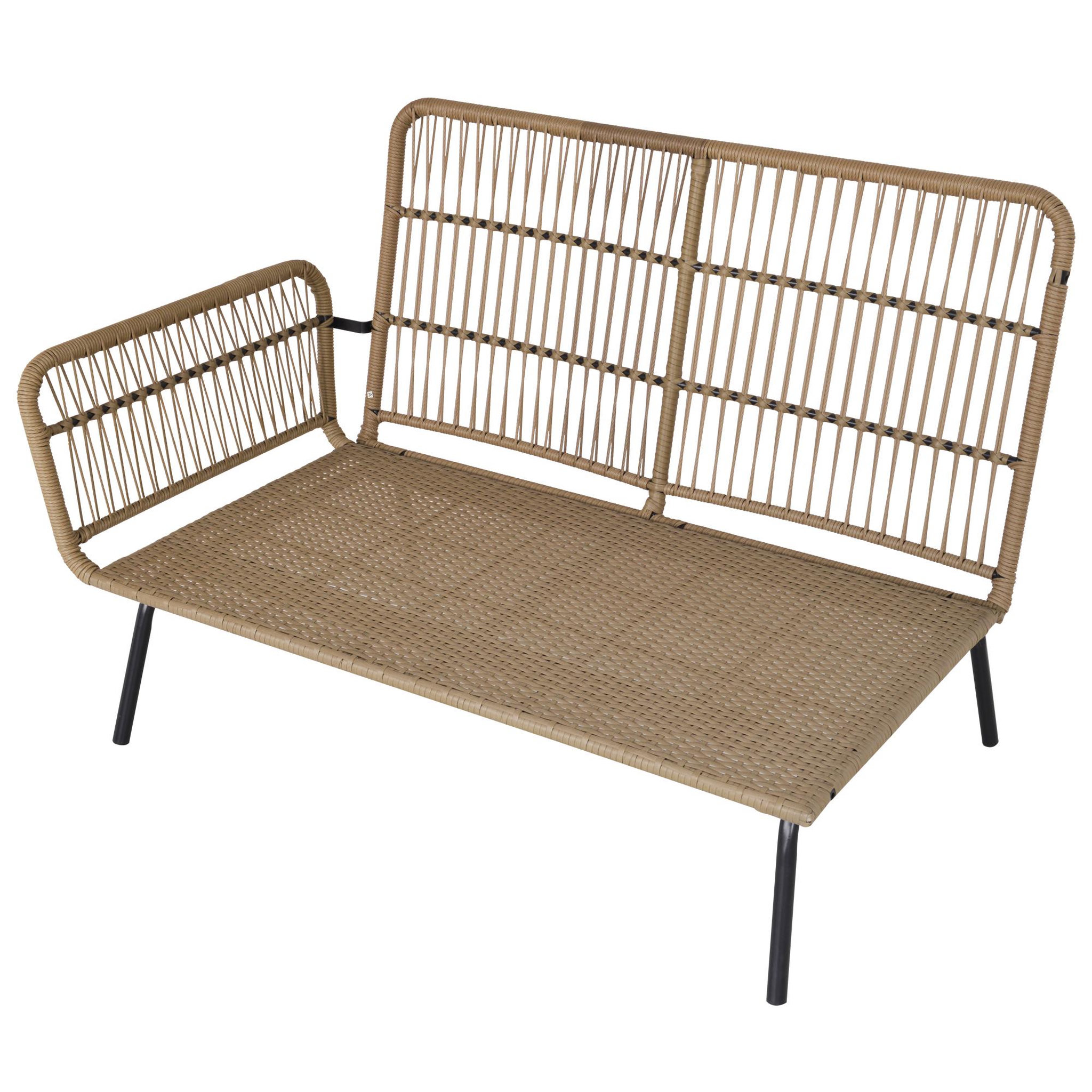 Voir la diapositive 4 : OUTSUNNY Salon de jardin d'angle 4 pers. Style colonial table basse coussins grand confort inclus résine tressée beige