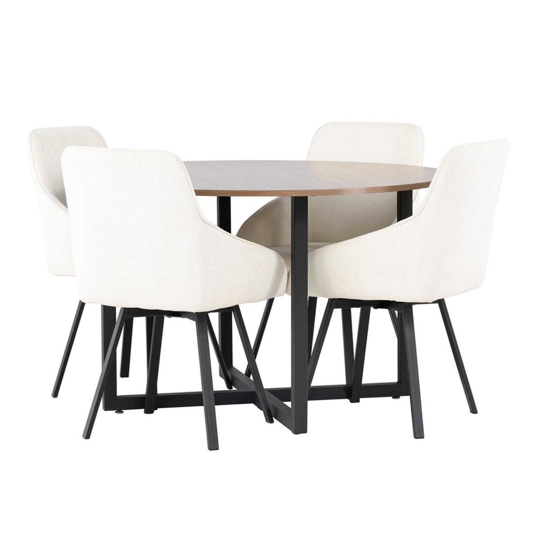 Paris Prix Ensemble table à manger & 4 chaises  durango & rosie  120cm noyer & beige clair