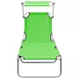 VIDAXL Chaise longue pliable avec auvent Vert Aluminium