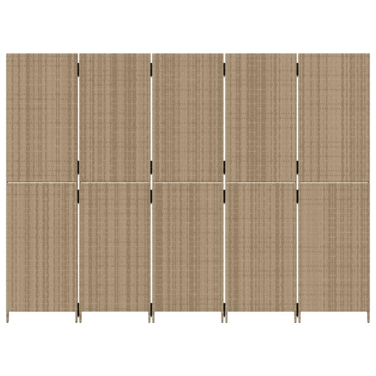 VIDAXL Cloison de separation 5 panneaux beige resine tressee