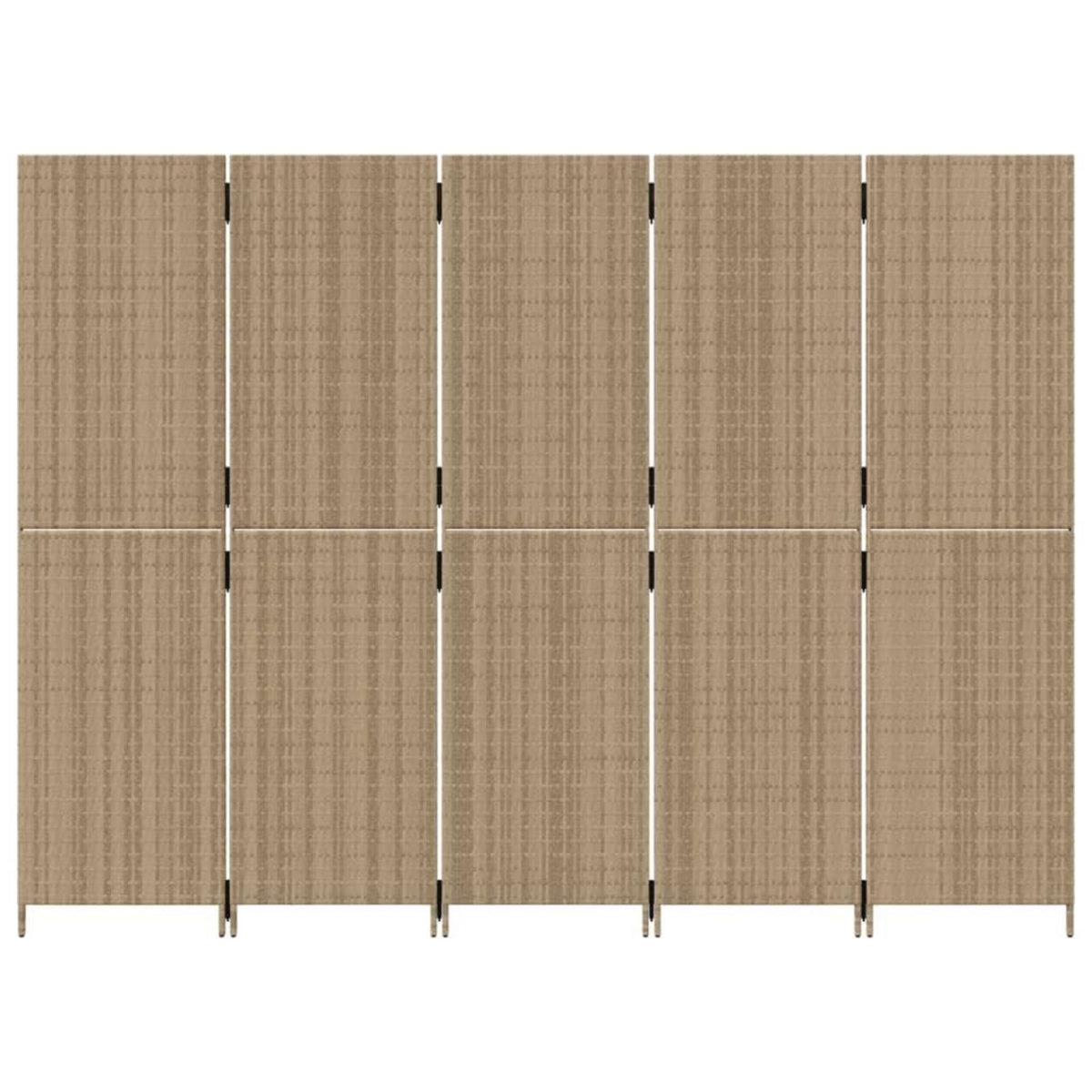 VIDAXL Cloison de separation 5 panneaux beige resine tressee