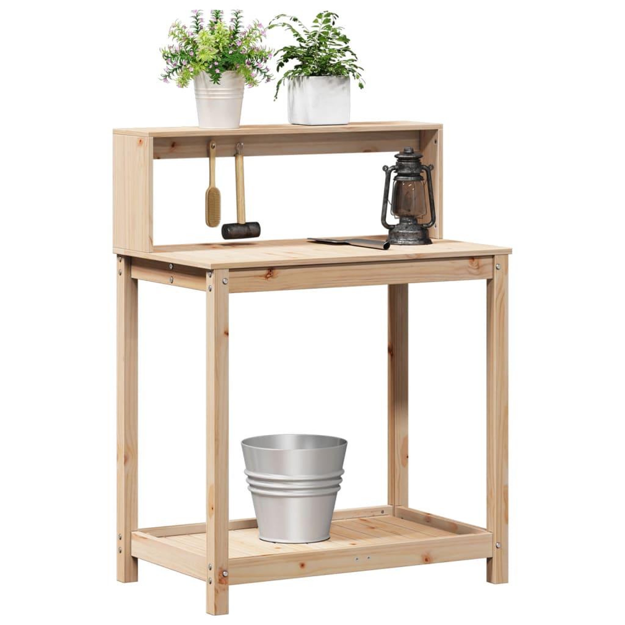 Voir la diapositive 4 : VIDAXL Table de rempotage et etageres 82,5x50x109,5 cm bois massif pin