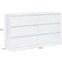 Voir la diapositive 6 : ID MARKET Commode 6 tiroirs TOMI XXL 140 cm bois blanc