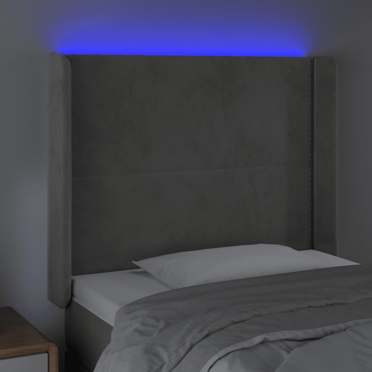 VIDAXL Tete de lit a LED Gris clair 83x16x118/128 cm Velours