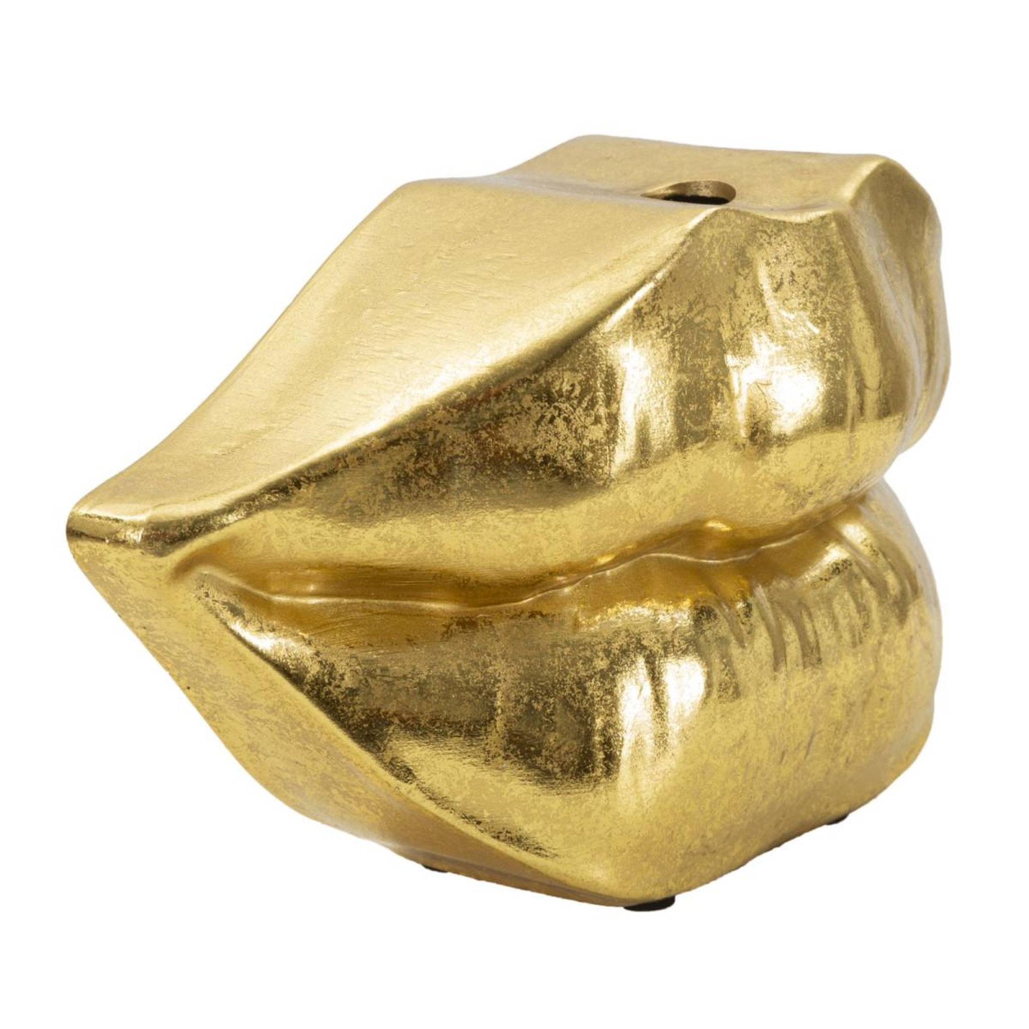 Voir la diapositive 2 : Paris Prix Vase déco en résine  bouche  23cm or