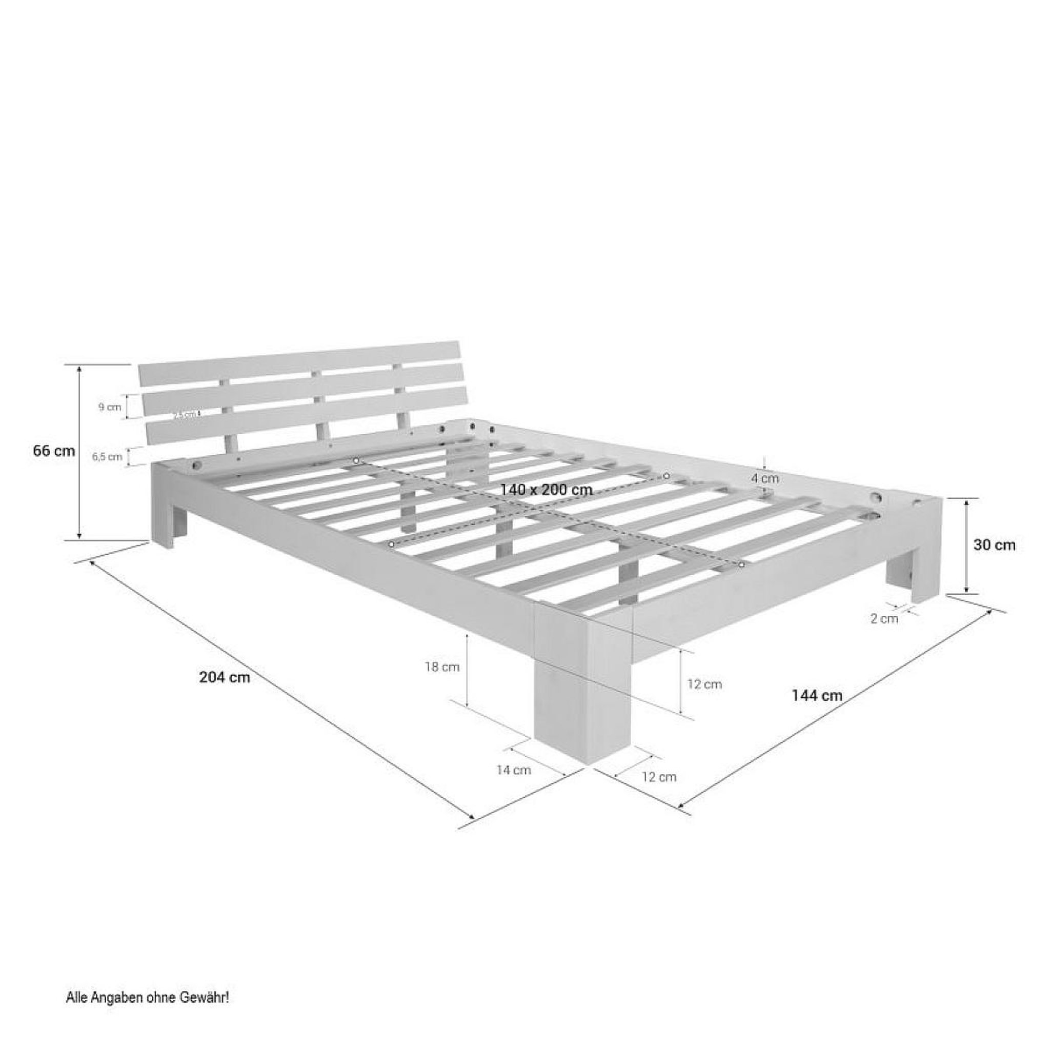 Voir la diapositive 3 : HomeStyle4U Lit double 140x200 matelas et sommier à lattes blanc