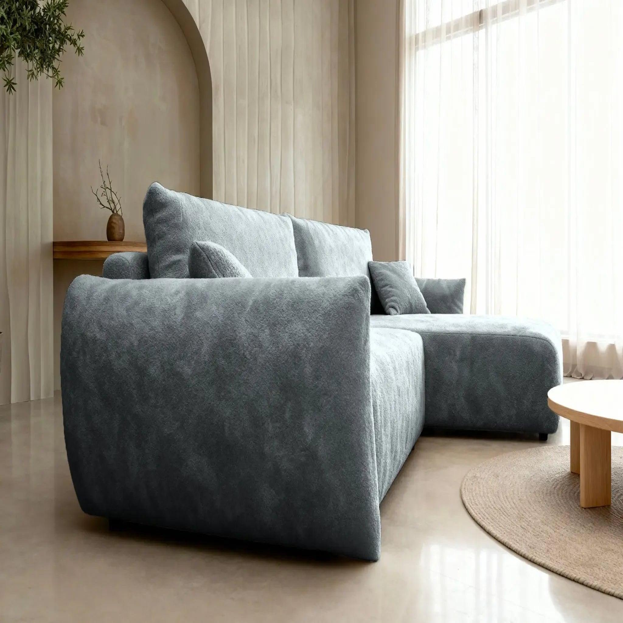 Voir la diapositive 5 : CASANOVA PARIS Elio - canapé d'angle convertible tissu bouclette